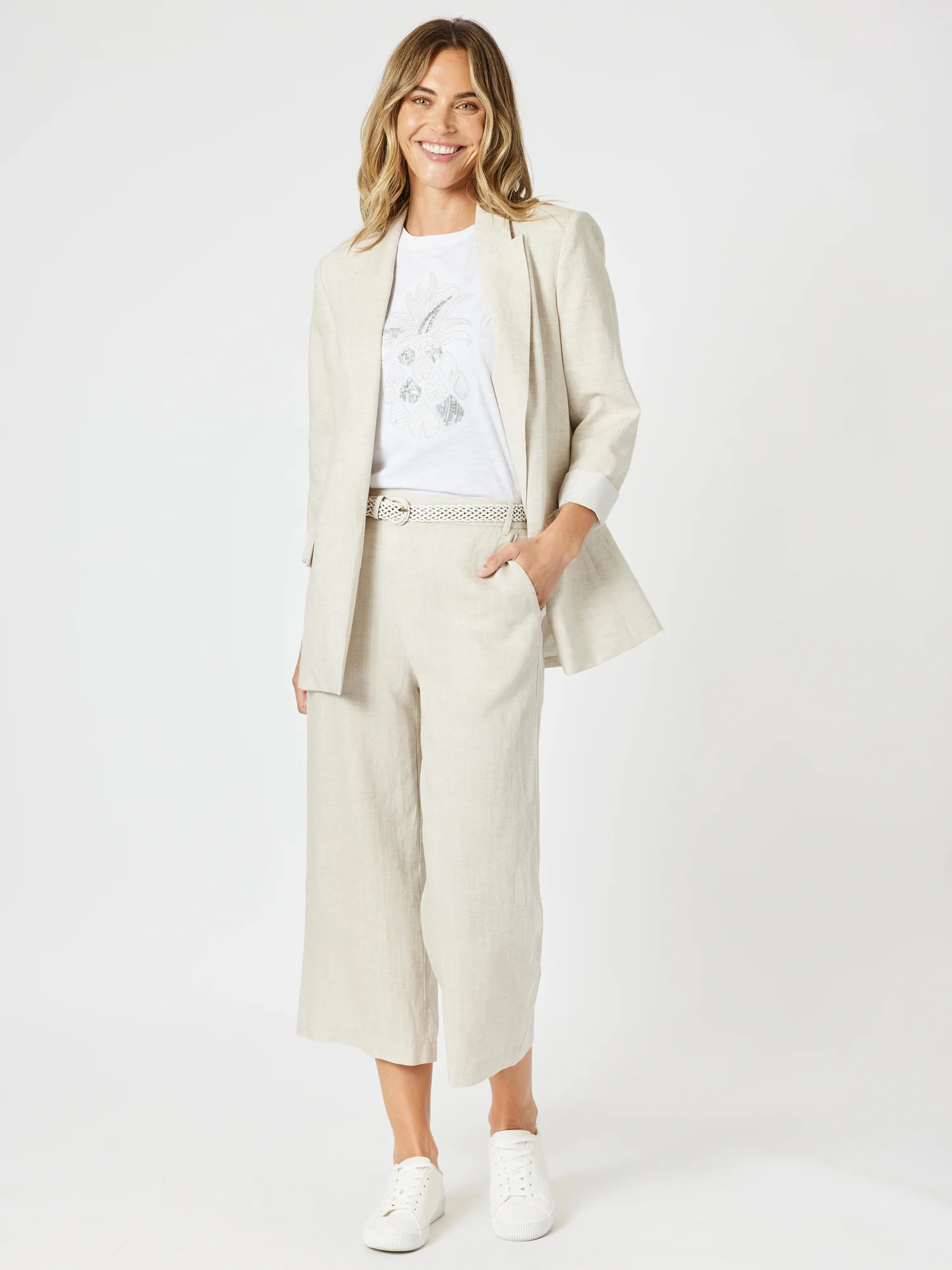 Lino Wide Leg Pant - Natural - Image 10