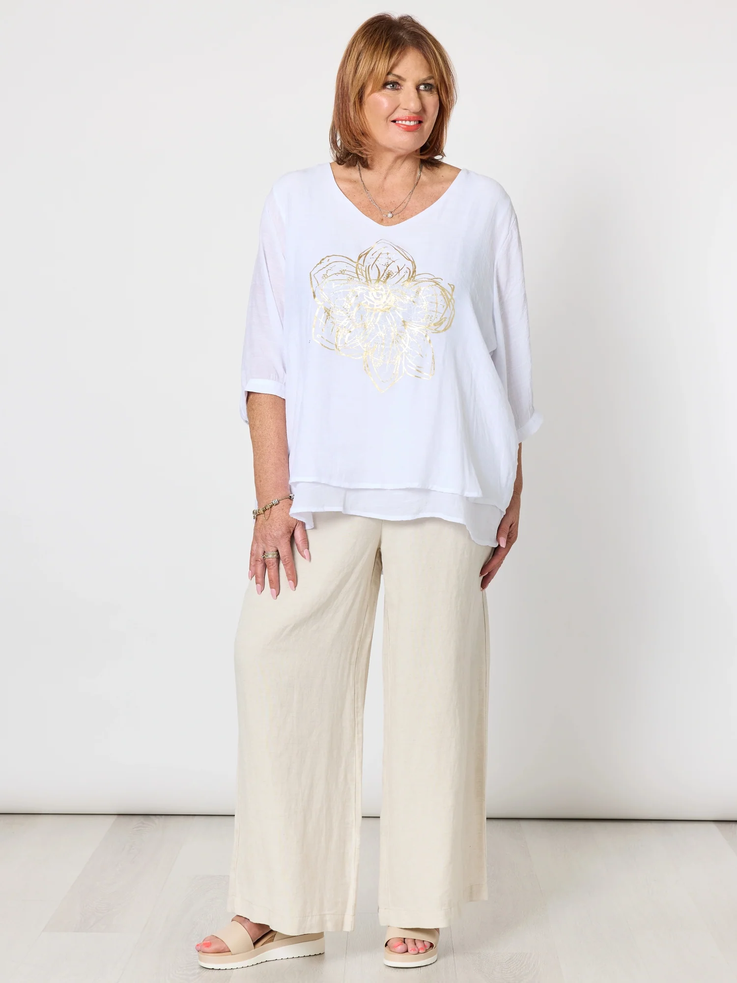 Lino Wide Leg Pant - Natural - Image 3