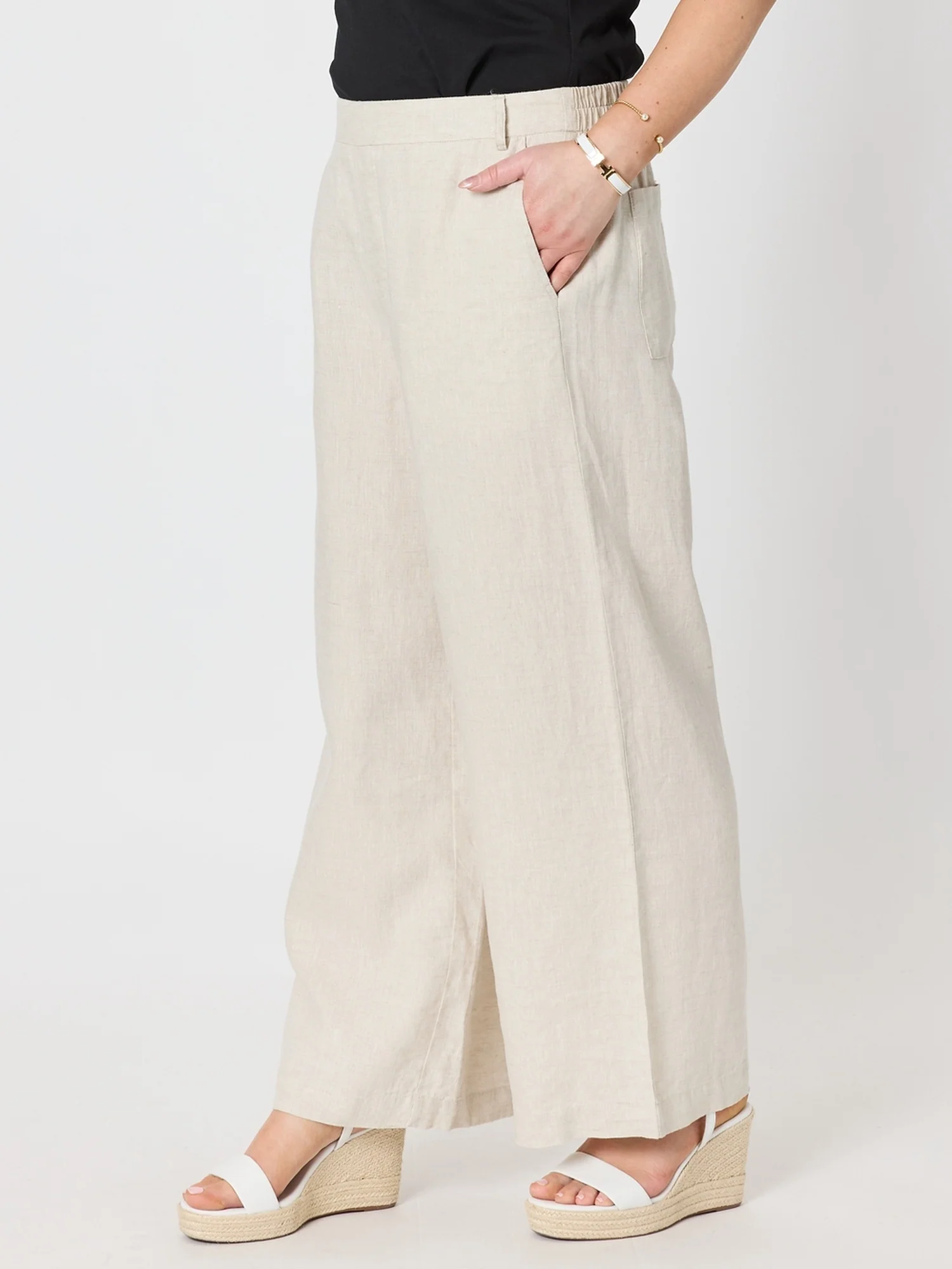 Lino Wide Leg Pant - Natural - Image 5