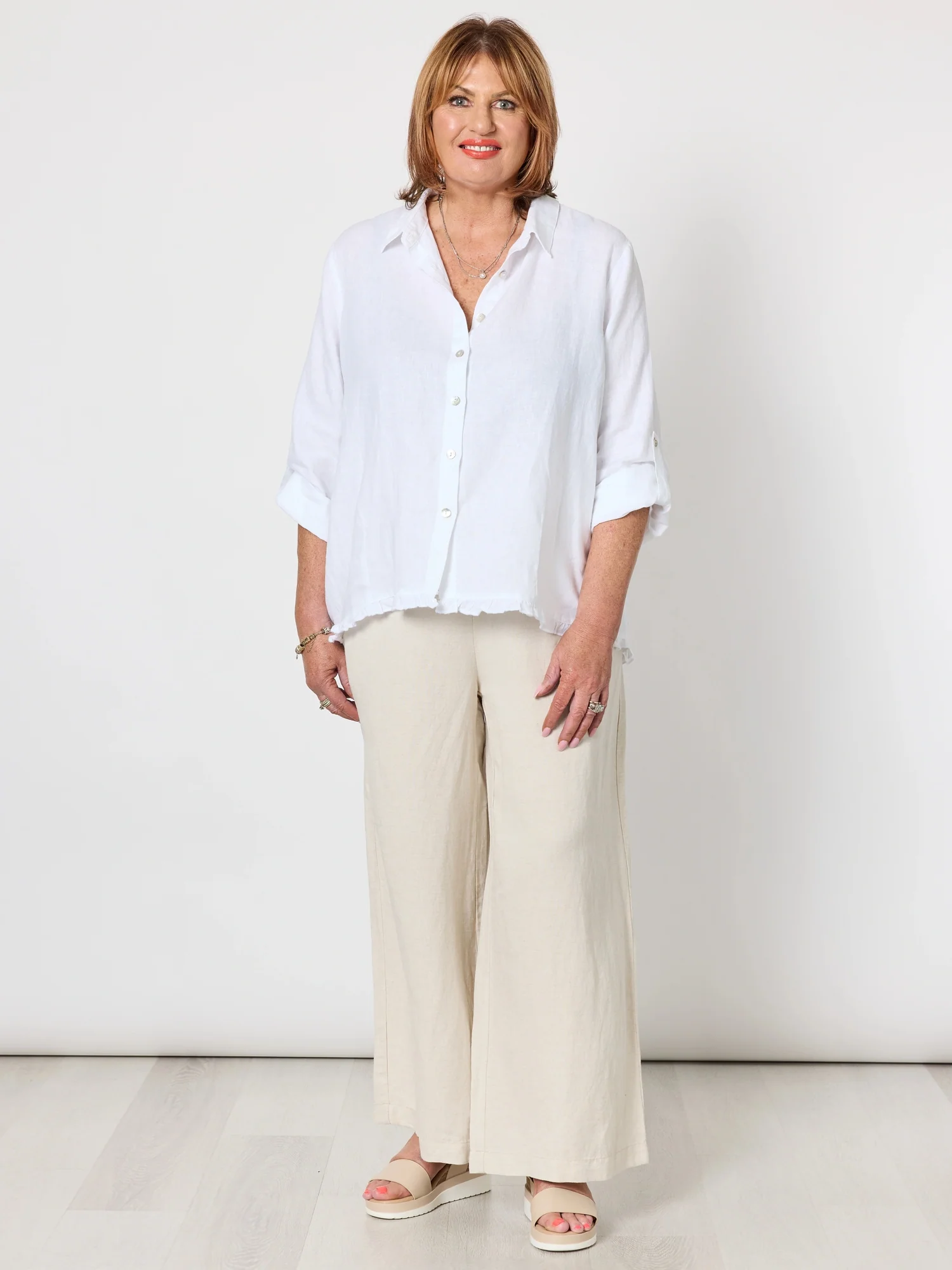 Lino Wide Leg Pant - Natural - Image 8