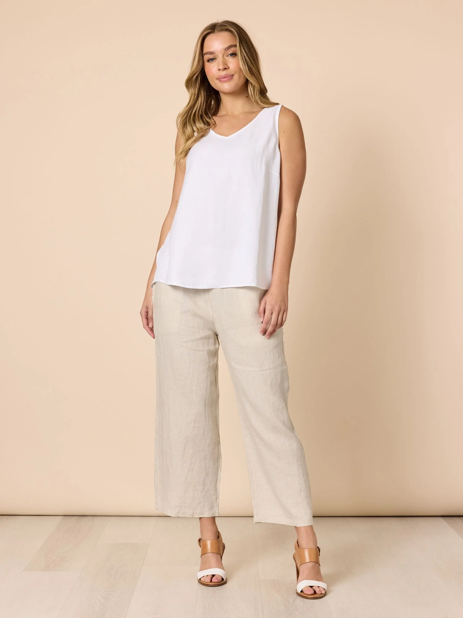 Lino Wide Leg Pant - Natural - Image 9