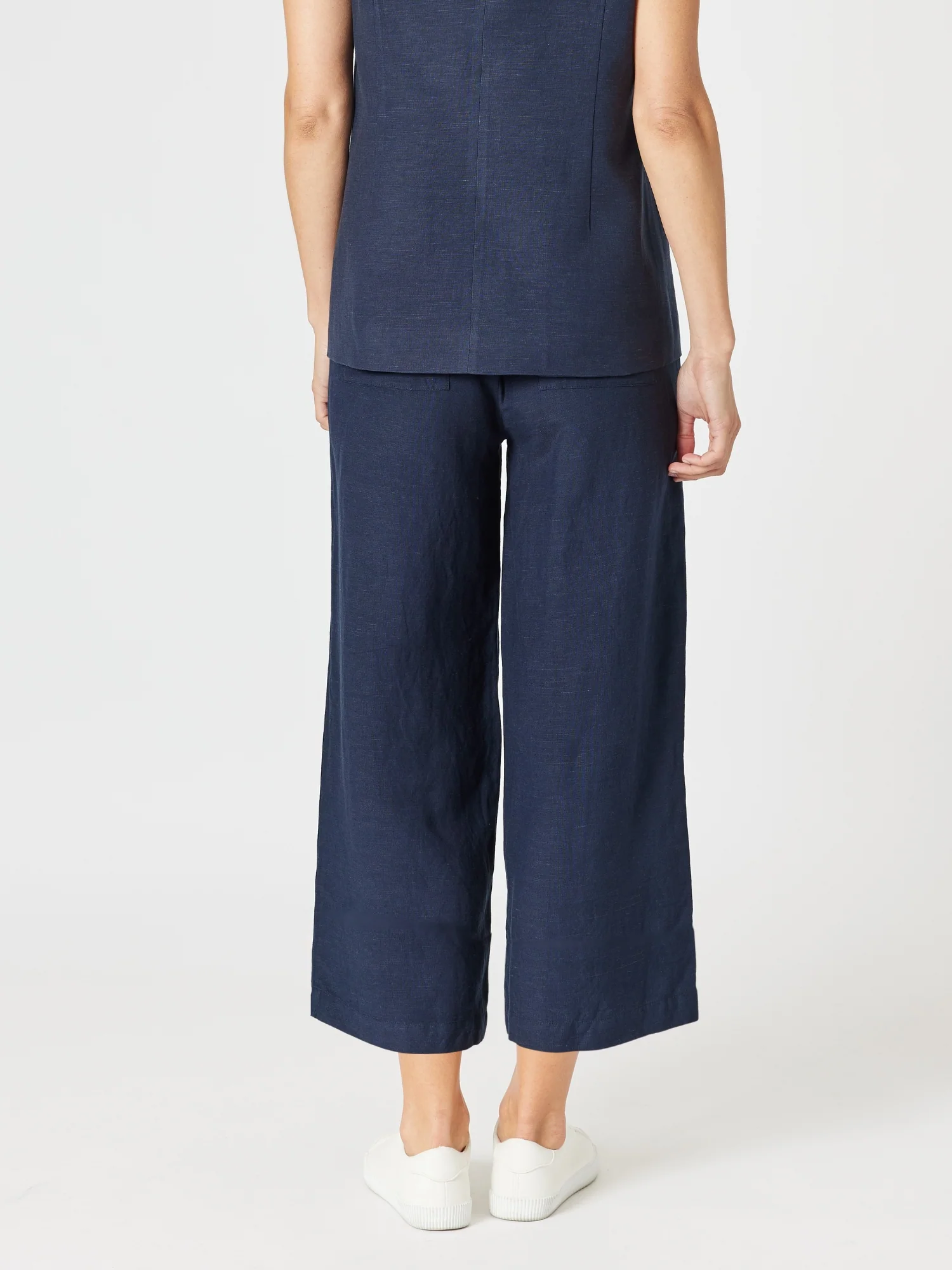 Lino Wide Leg Pant - Navy - Image 6