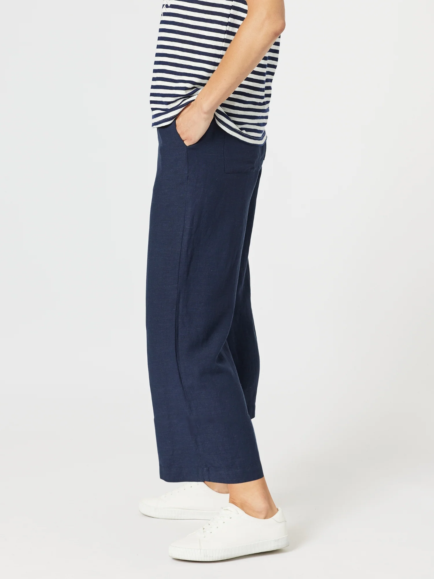 Lino Wide Leg Pant - Navy - Image 7
