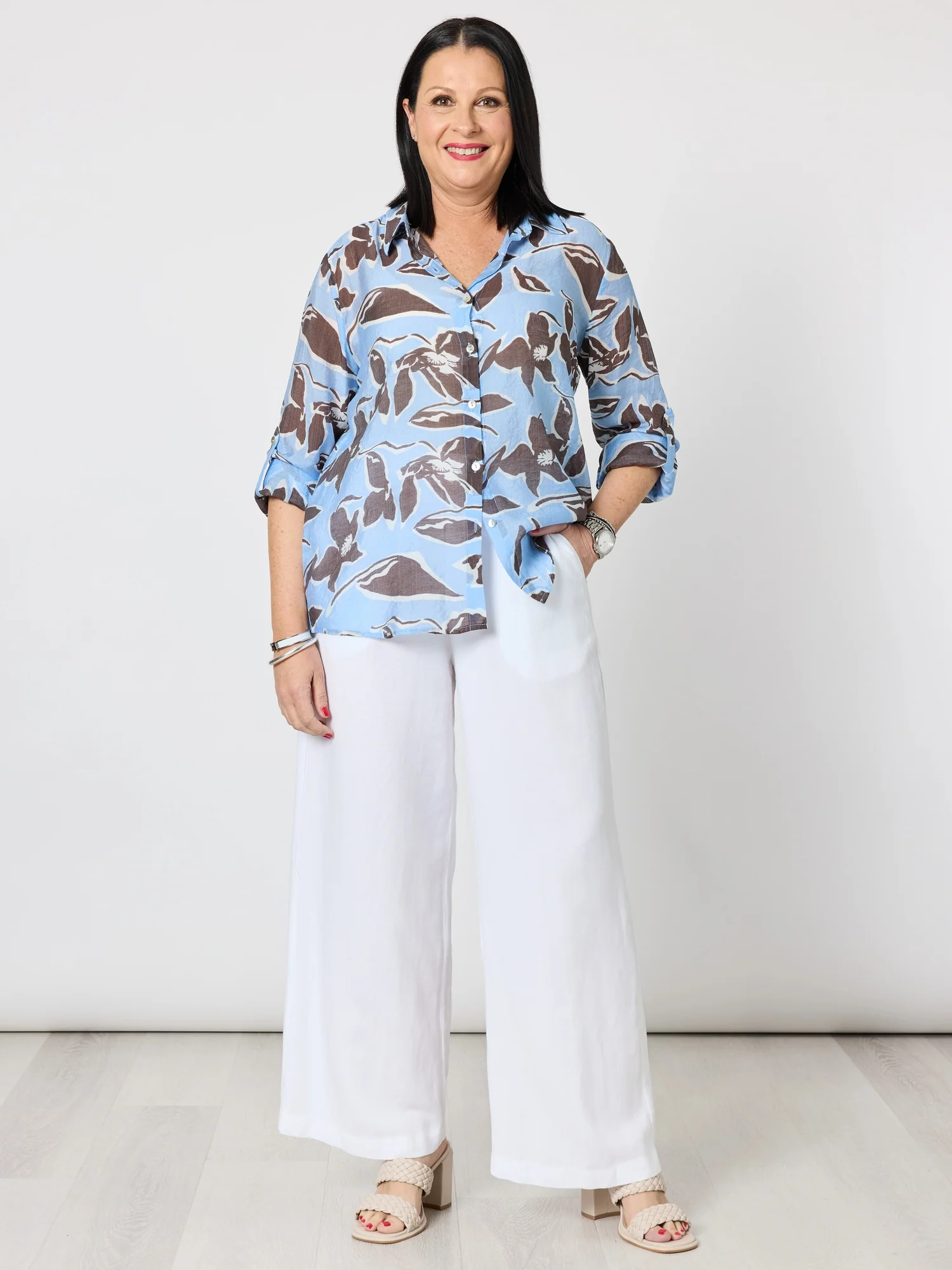 Lino Wide Leg Pant - White - Image 10