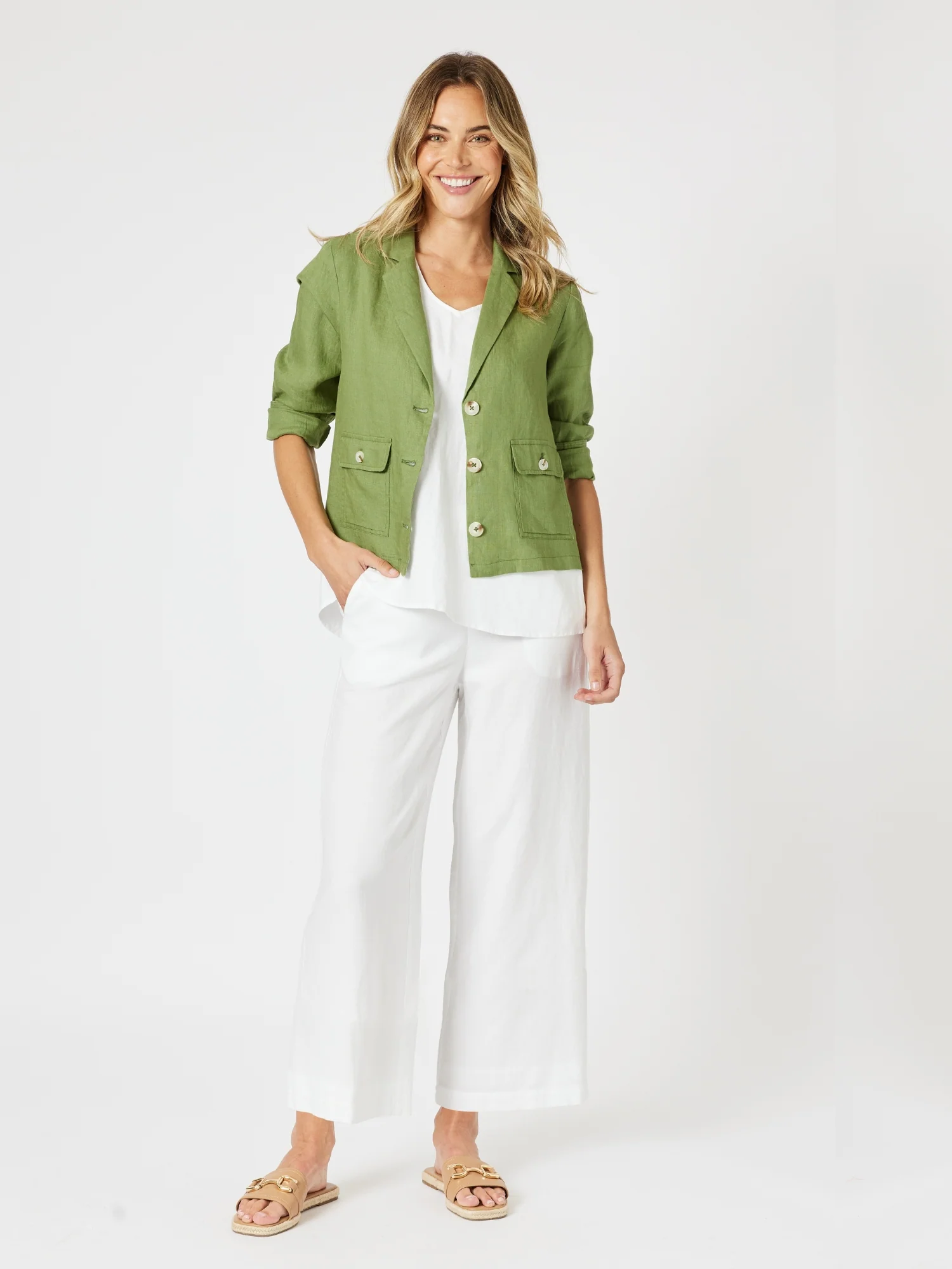 Lino Wide Leg Pant - White - Image 5