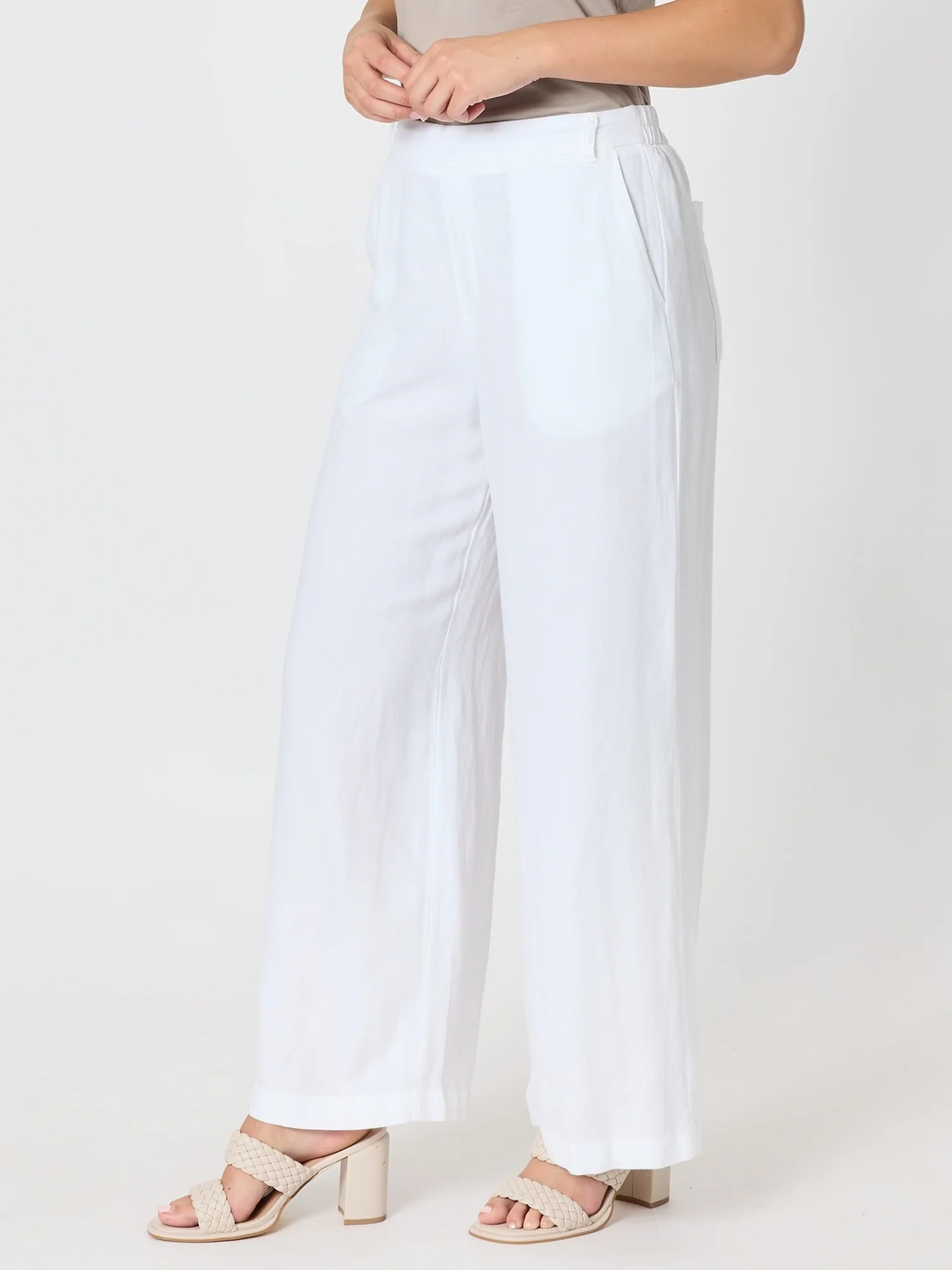 Lino Wide Leg Pant - White - Image 6