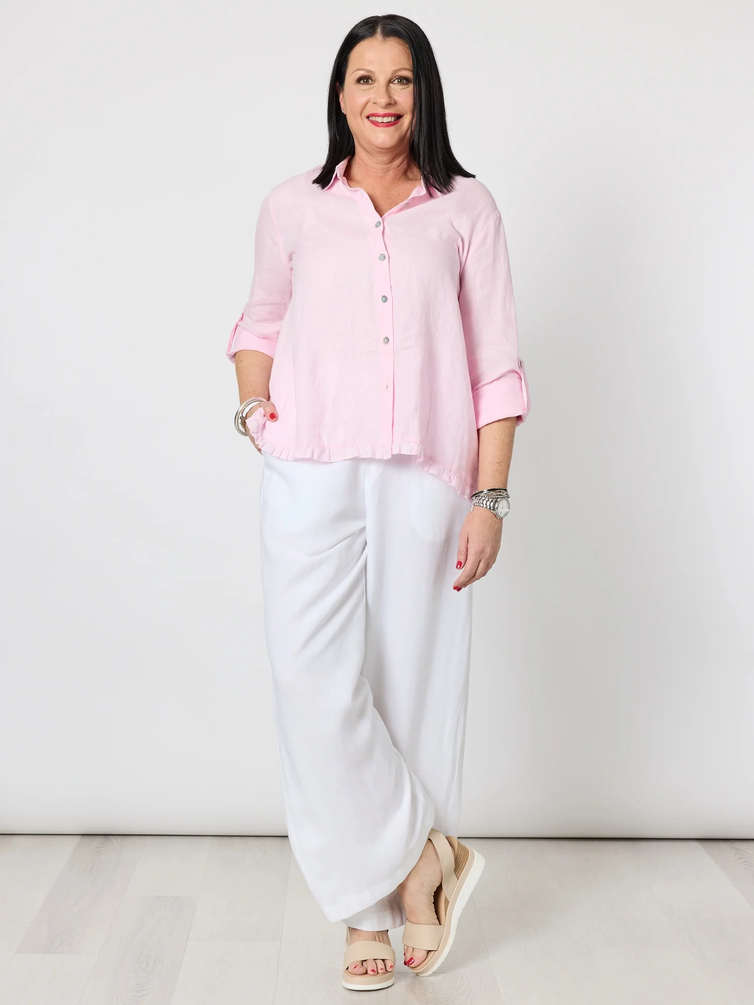 Lino Wide Leg Pant - White - Image 9