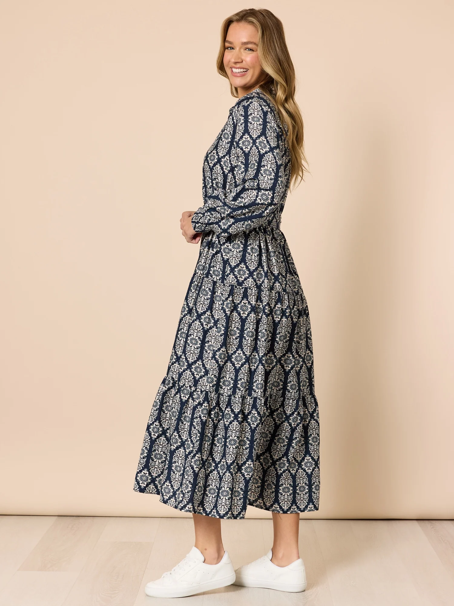 Lola Print Shirt Dress - Navy/White - Image 3