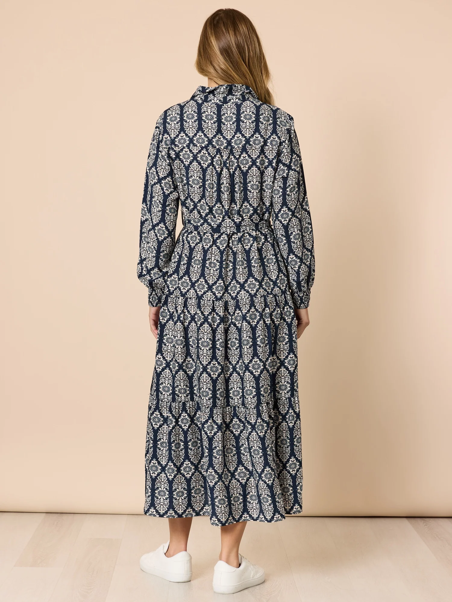 Lola Print Shirt Dress - Navy/White - Image 4