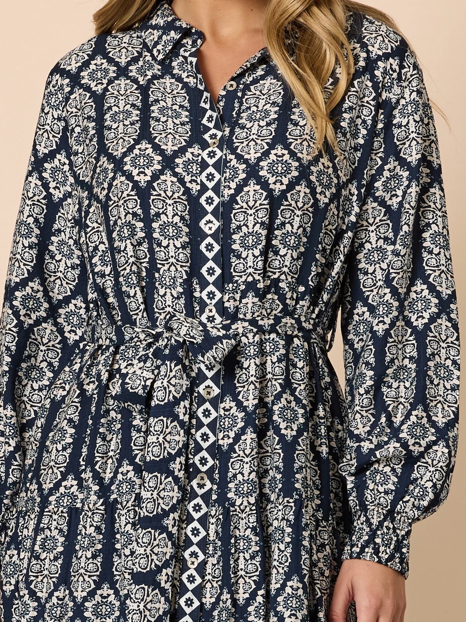 Lola Print Shirt Dress - Navy/White - Image 5