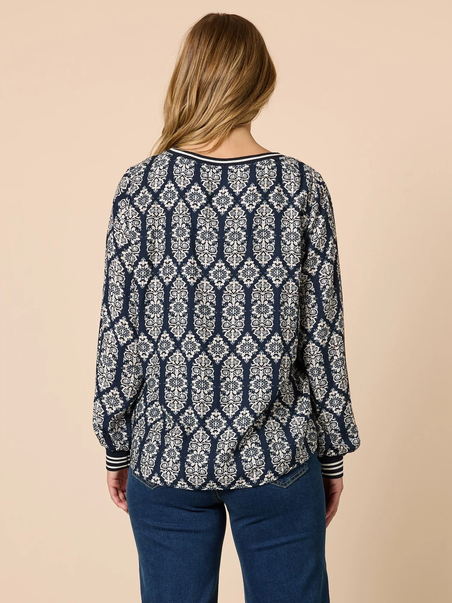 Lola Print Top - Navy/White - Image 3