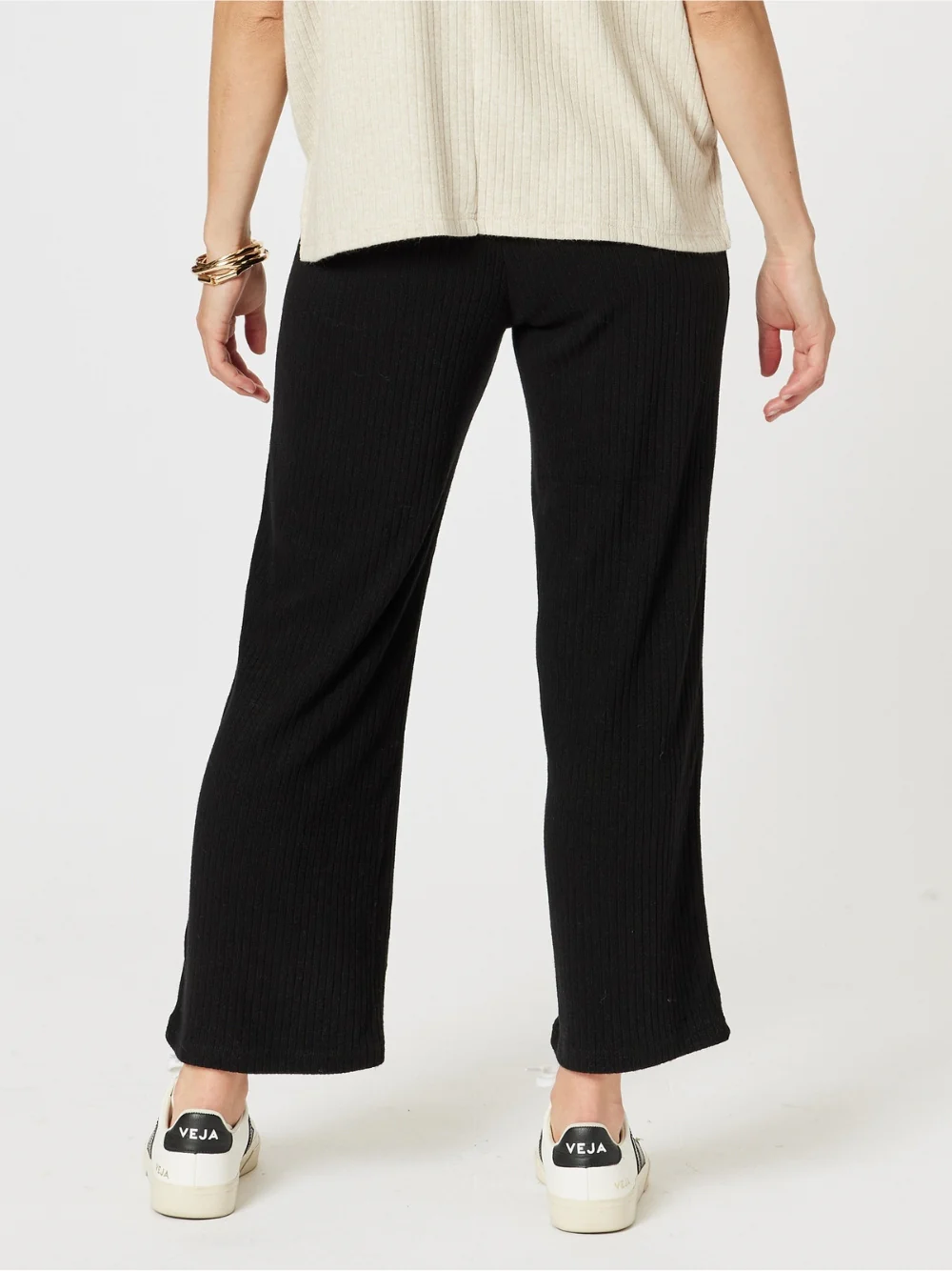 Ribbed Lounge Pant - Black - Image 3