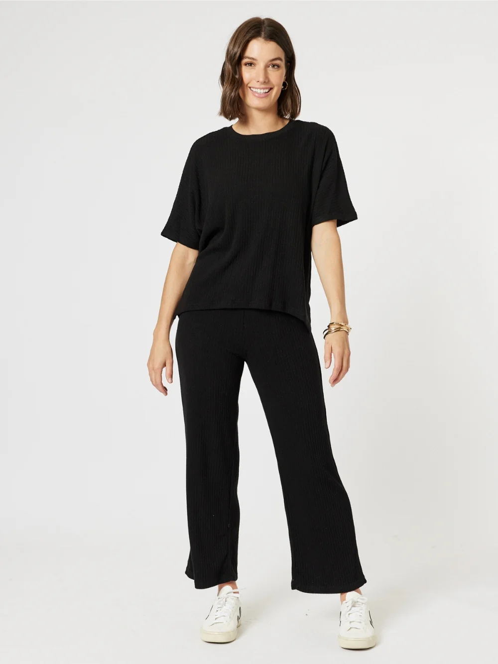 Ribbed Lounge Pant - Black - Image 4