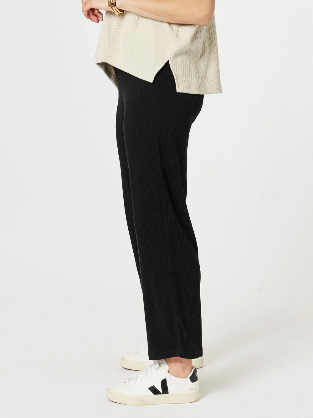 Ribbed Lounge Pant - Black - Image 5