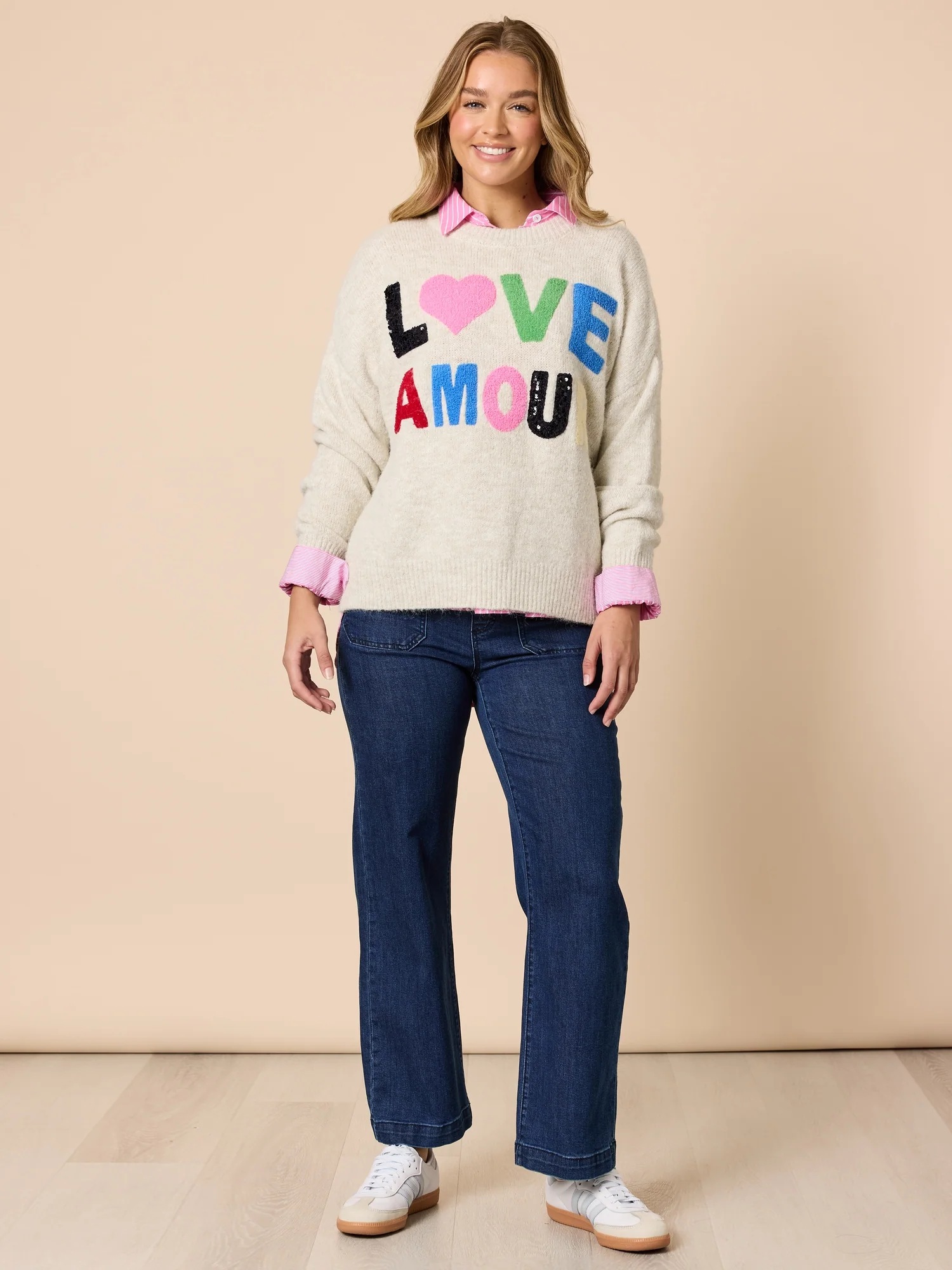 Love Amour Sequin Knit Jumper - Natural - Image 3