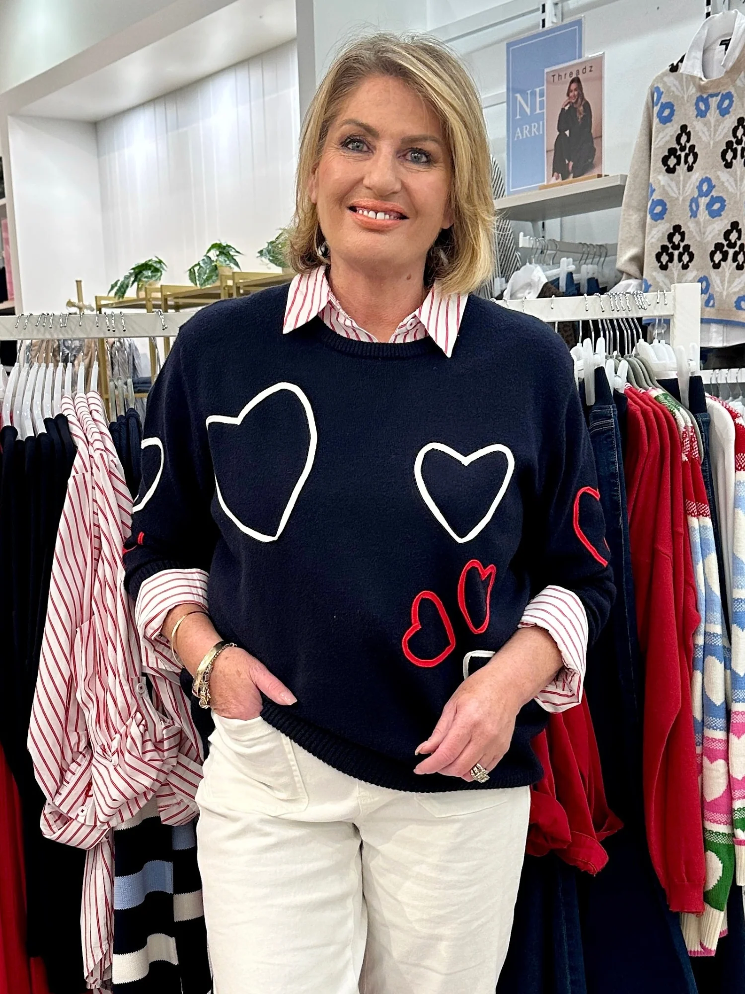 Love Me Hearts Knit - Navy