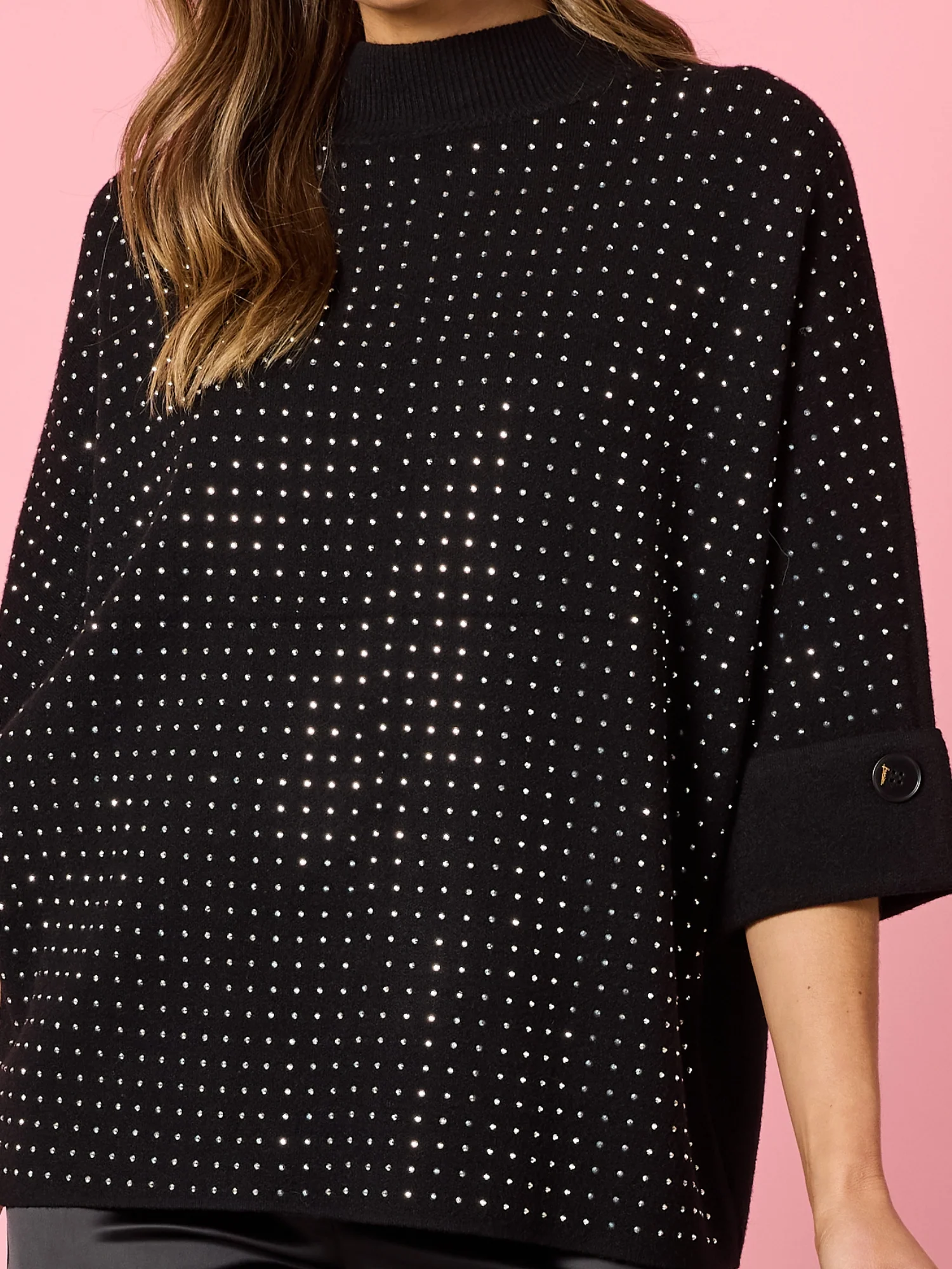 Luce Diamante Knit Jumper - Black - Image 3