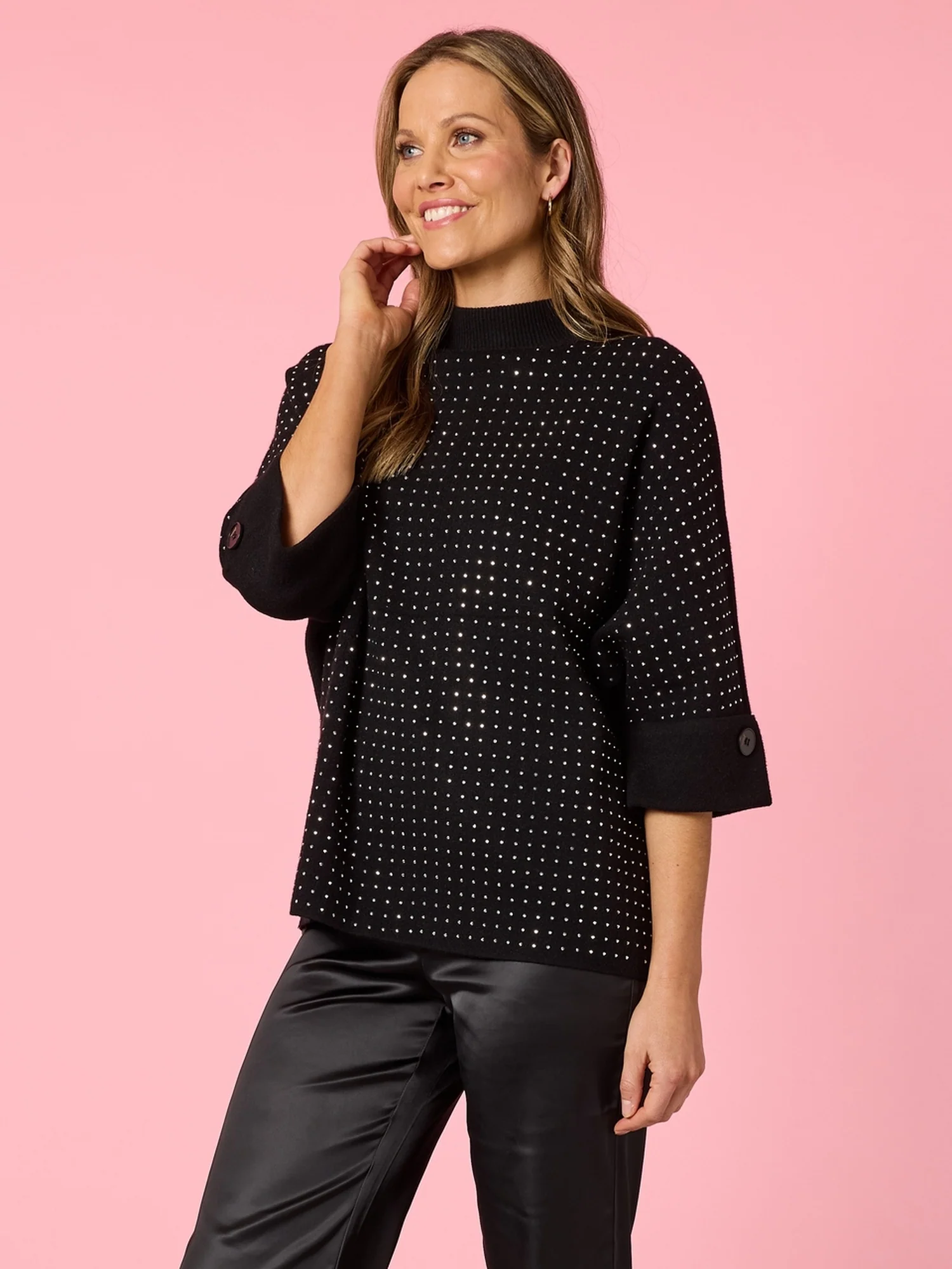 Luce Diamante Knit Jumper - Black - Image 4