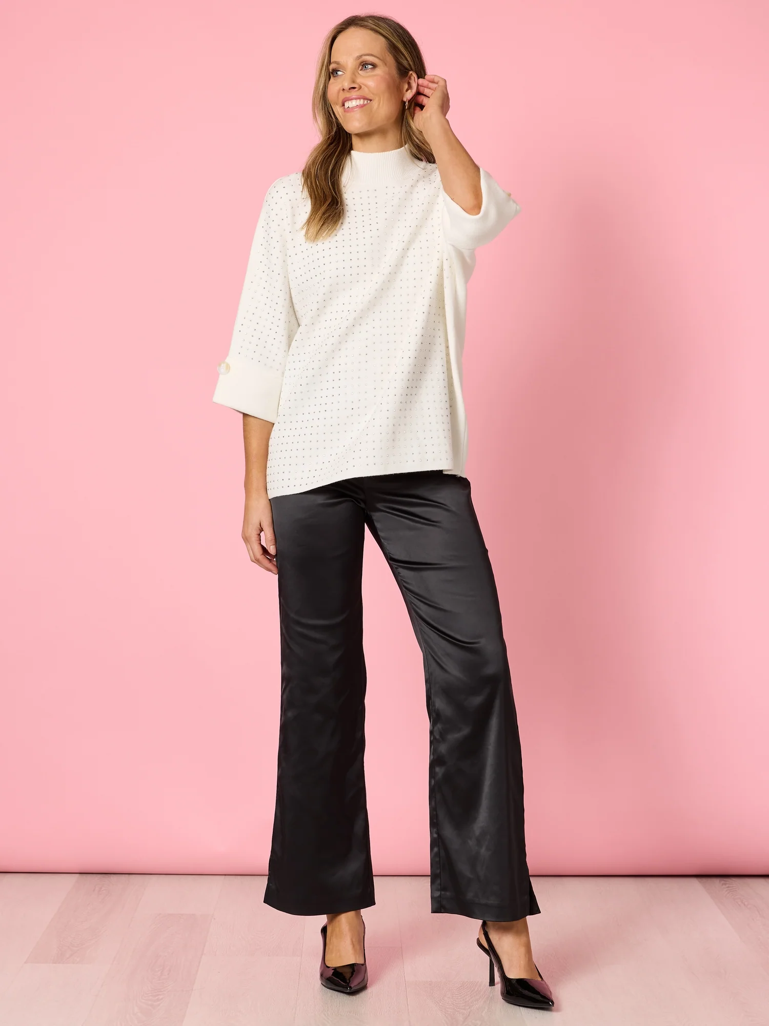 Luce Diamante Knit Jumper - Ivory - Image 6