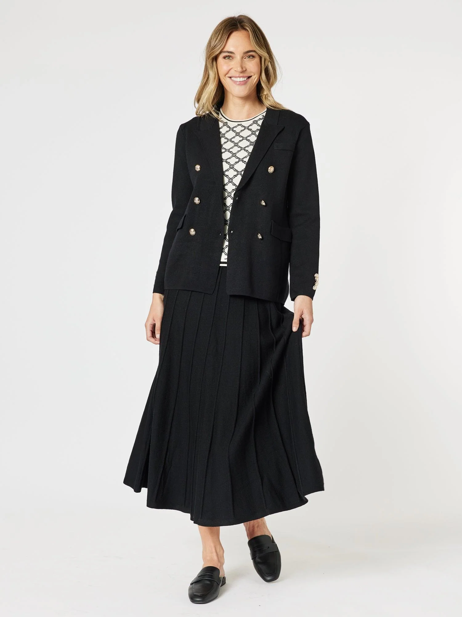 Lucy Knit Blazer Jacket - Black - Image 5