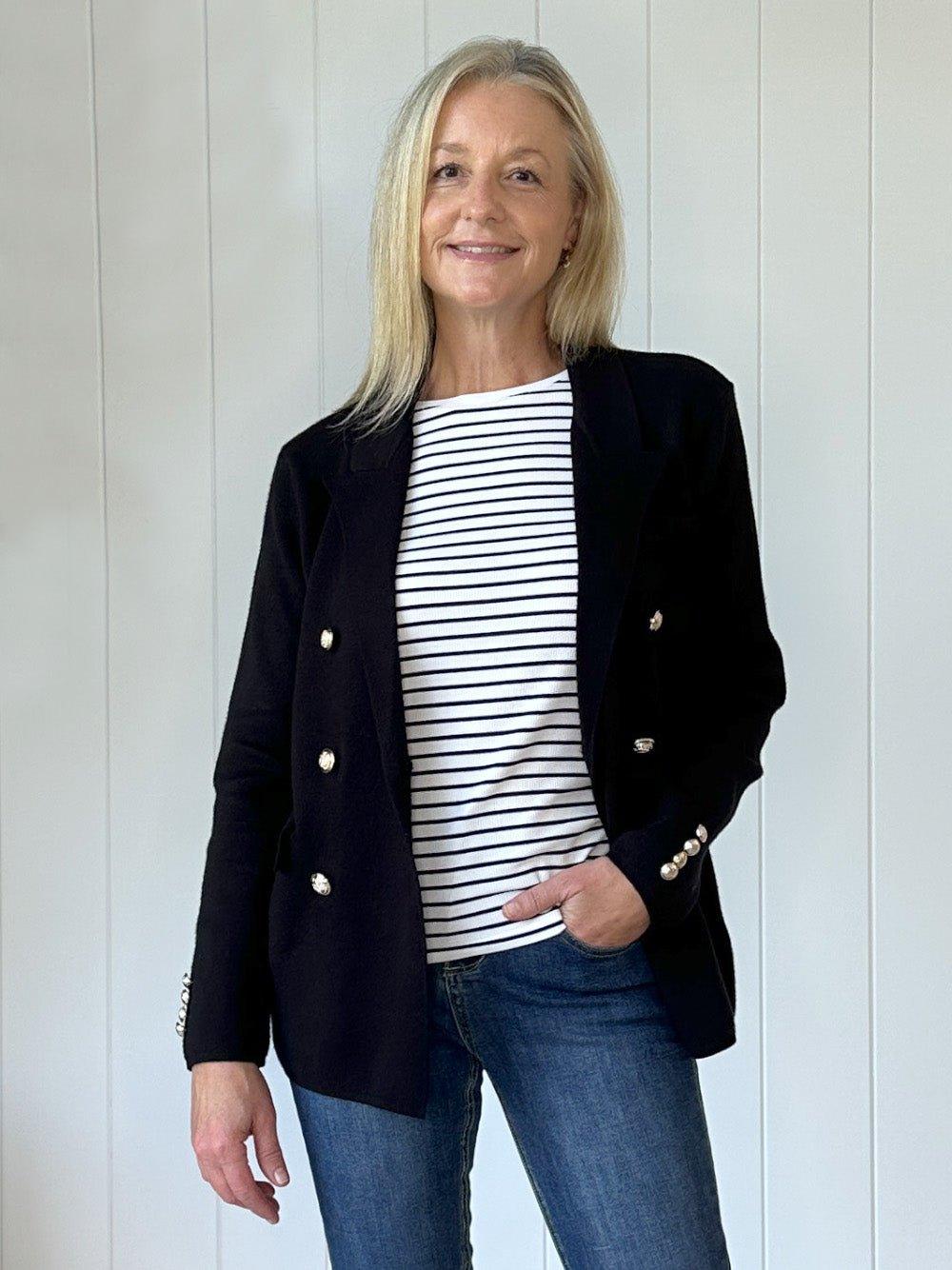 Lucy Knit Blazer Jacket - Black - Image 7