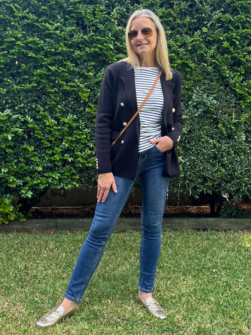 Lucy Knit Blazer Jacket - Navy - Image 2