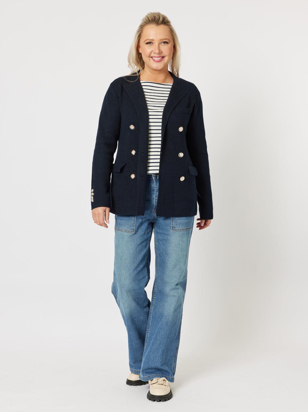 Lucy Knit Blazer Jacket - Navy - Image 3