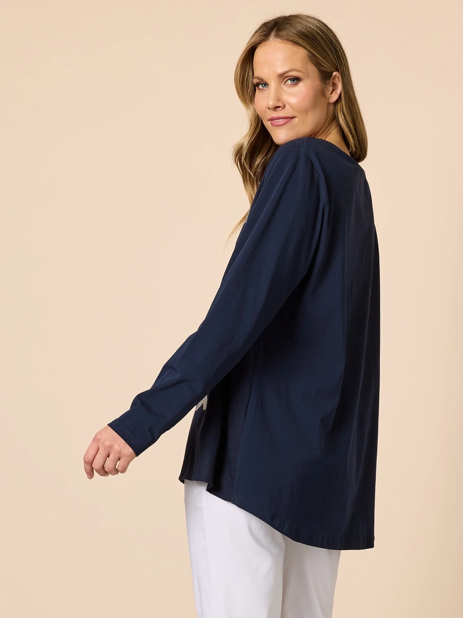 Lulu Print Top - Navy - Image 3