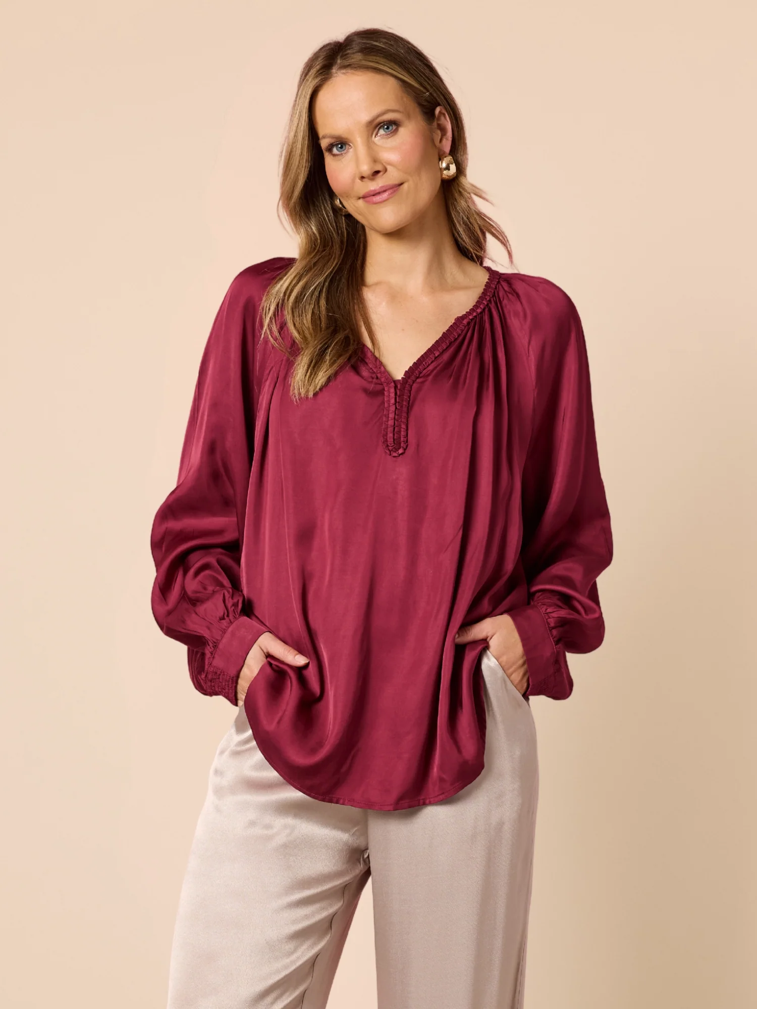 Lux Plait Top - Shiraz