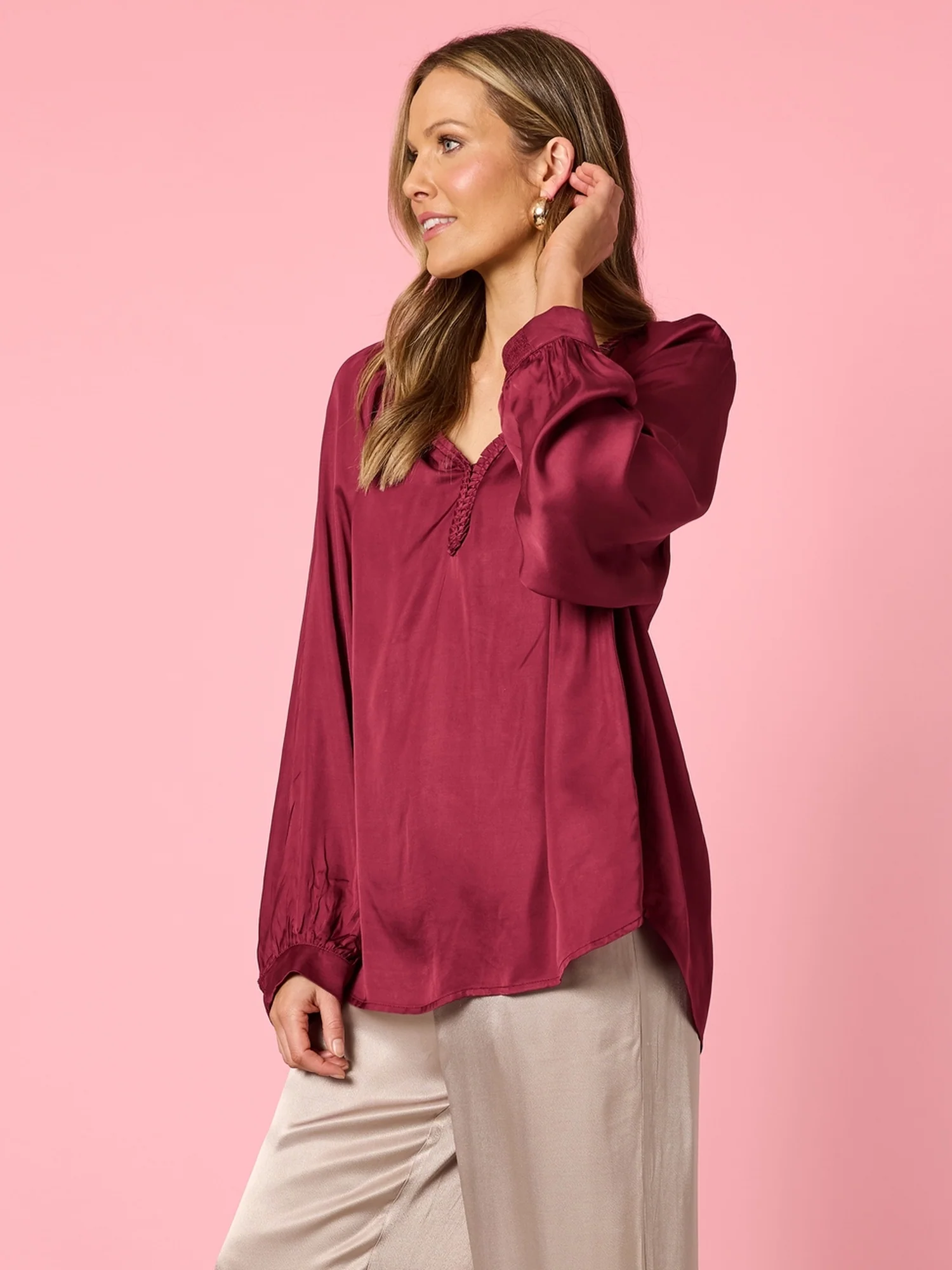 Lux Plait Top - Shiraz - Image 3