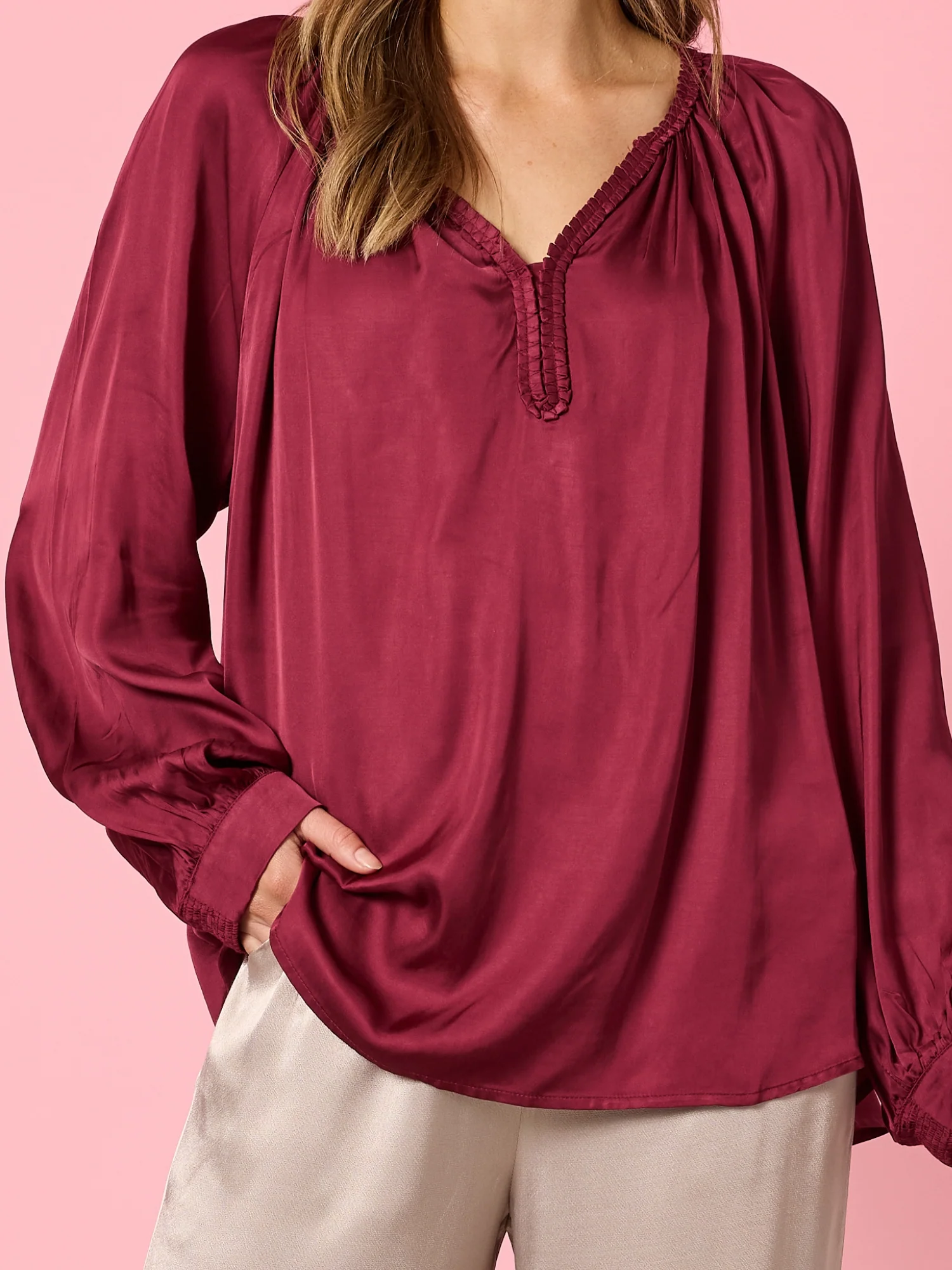 Lux Plait Top - Shiraz - Image 5