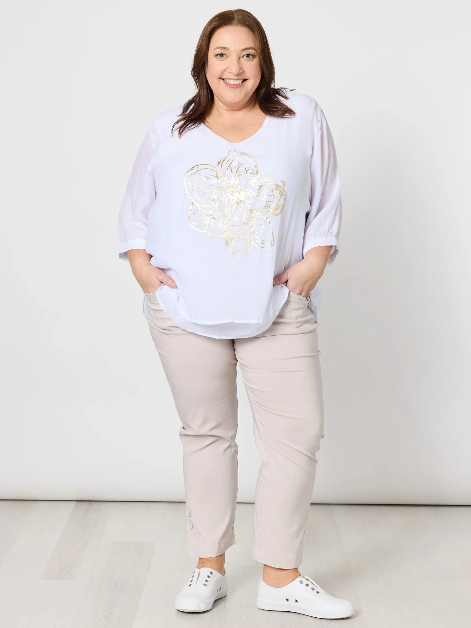 Luzia Twin Button Pant - Natural - Image 2