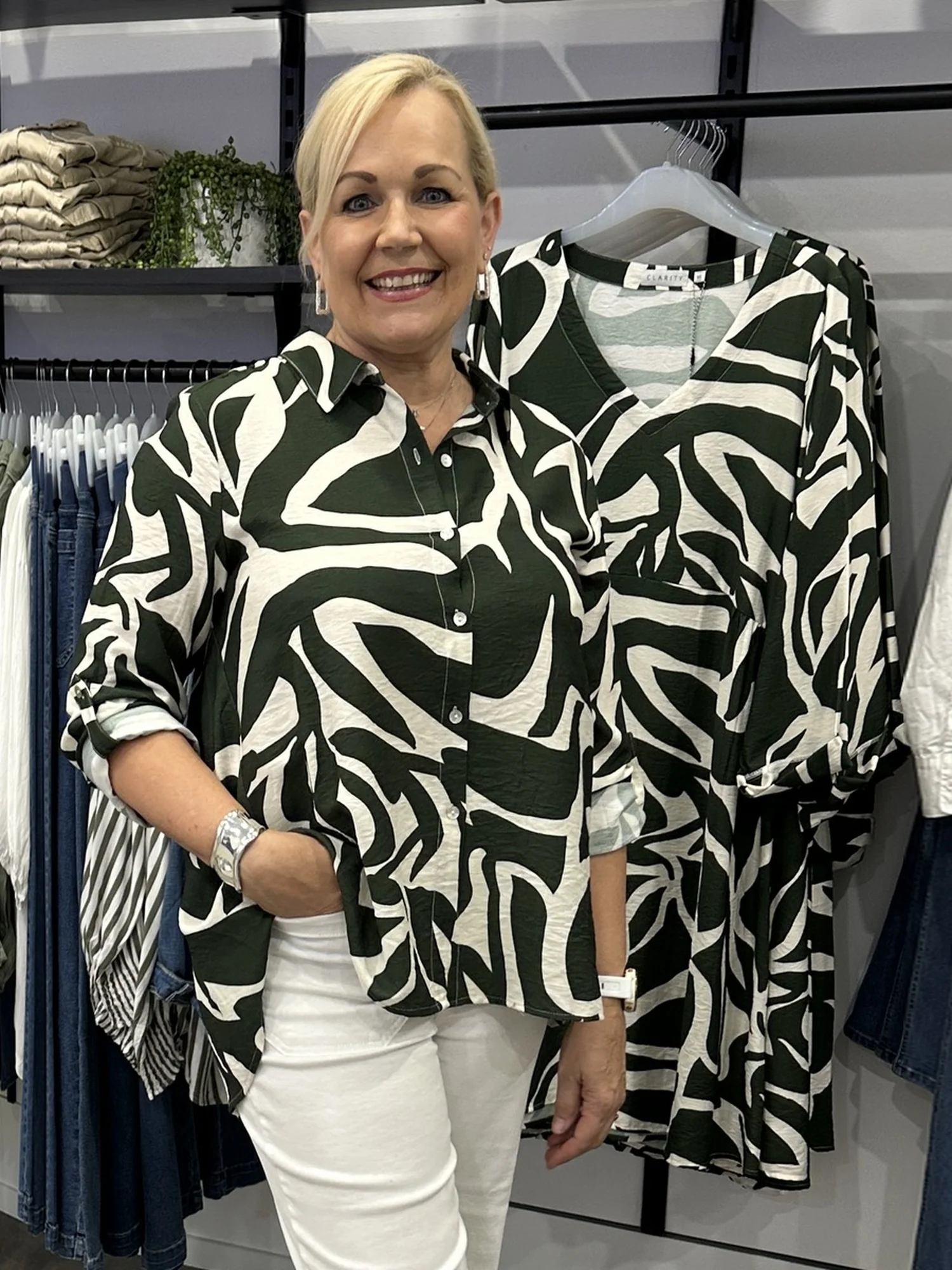 Lyon Print Shirt - Khaki Ivory - Image 3