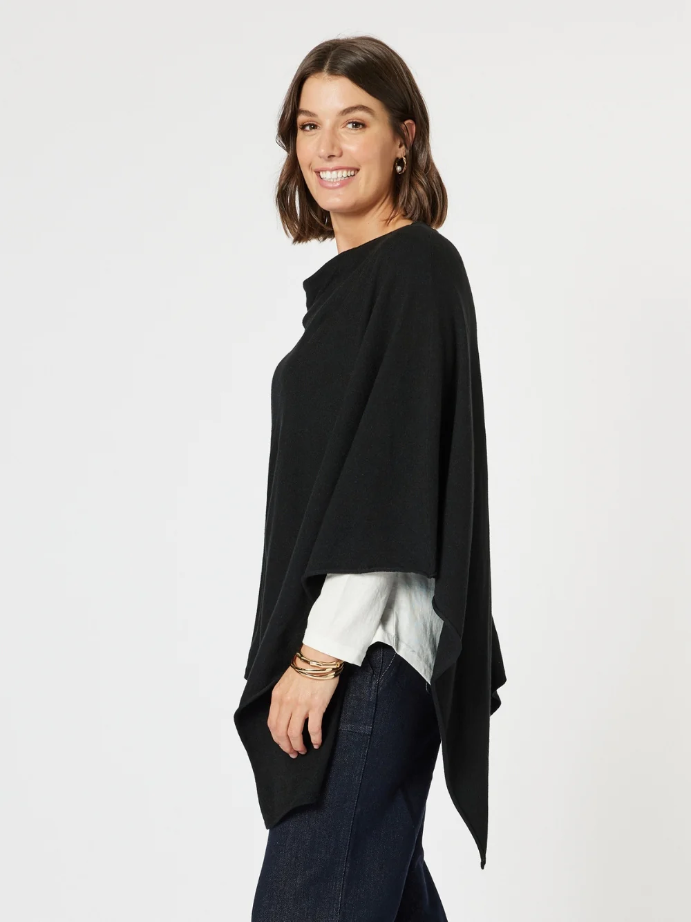 Macy Knit Poncho - Black - Image 3