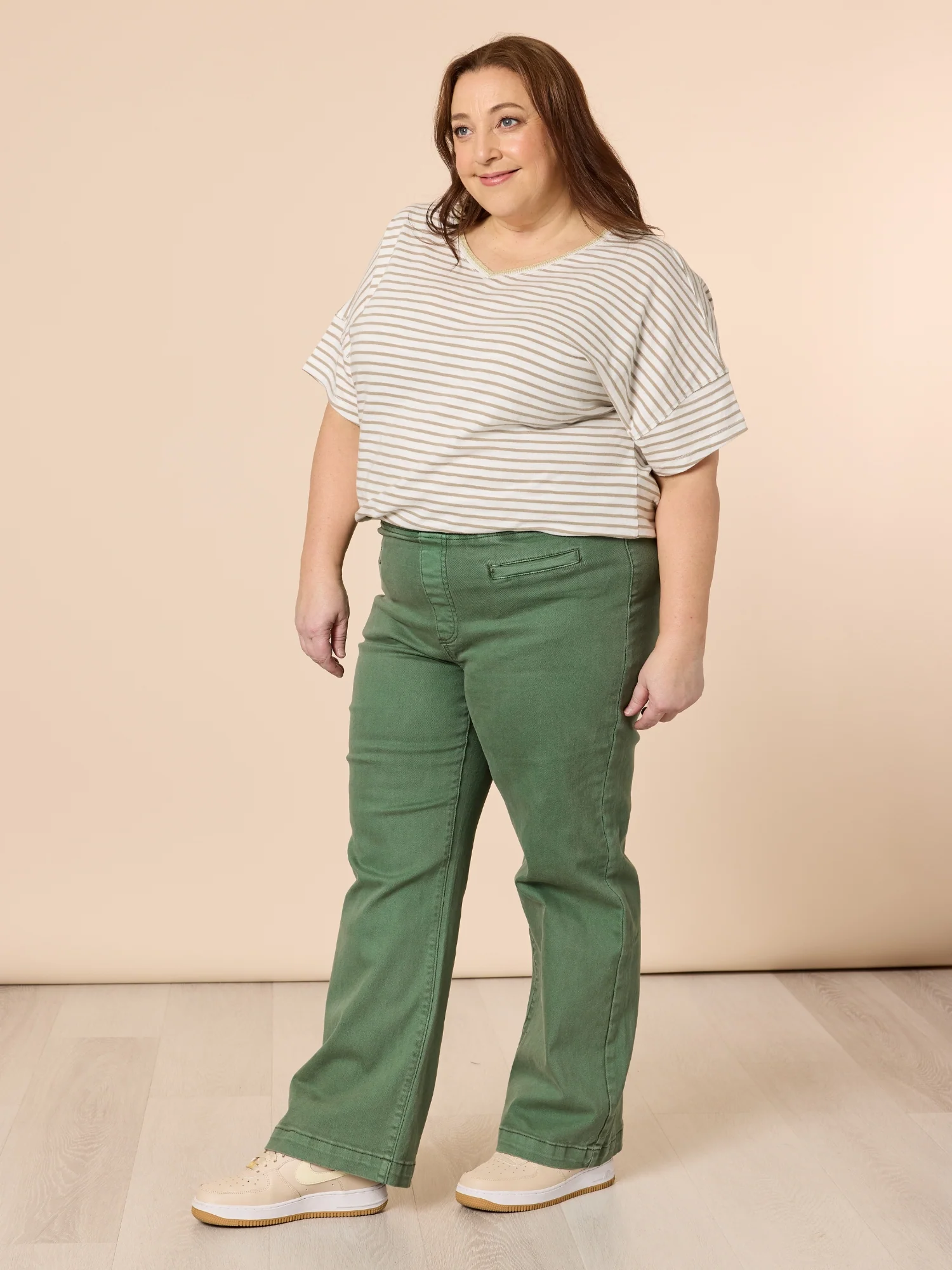 Maddy High Rise Wide Leg Jean - Khaki - Image 4