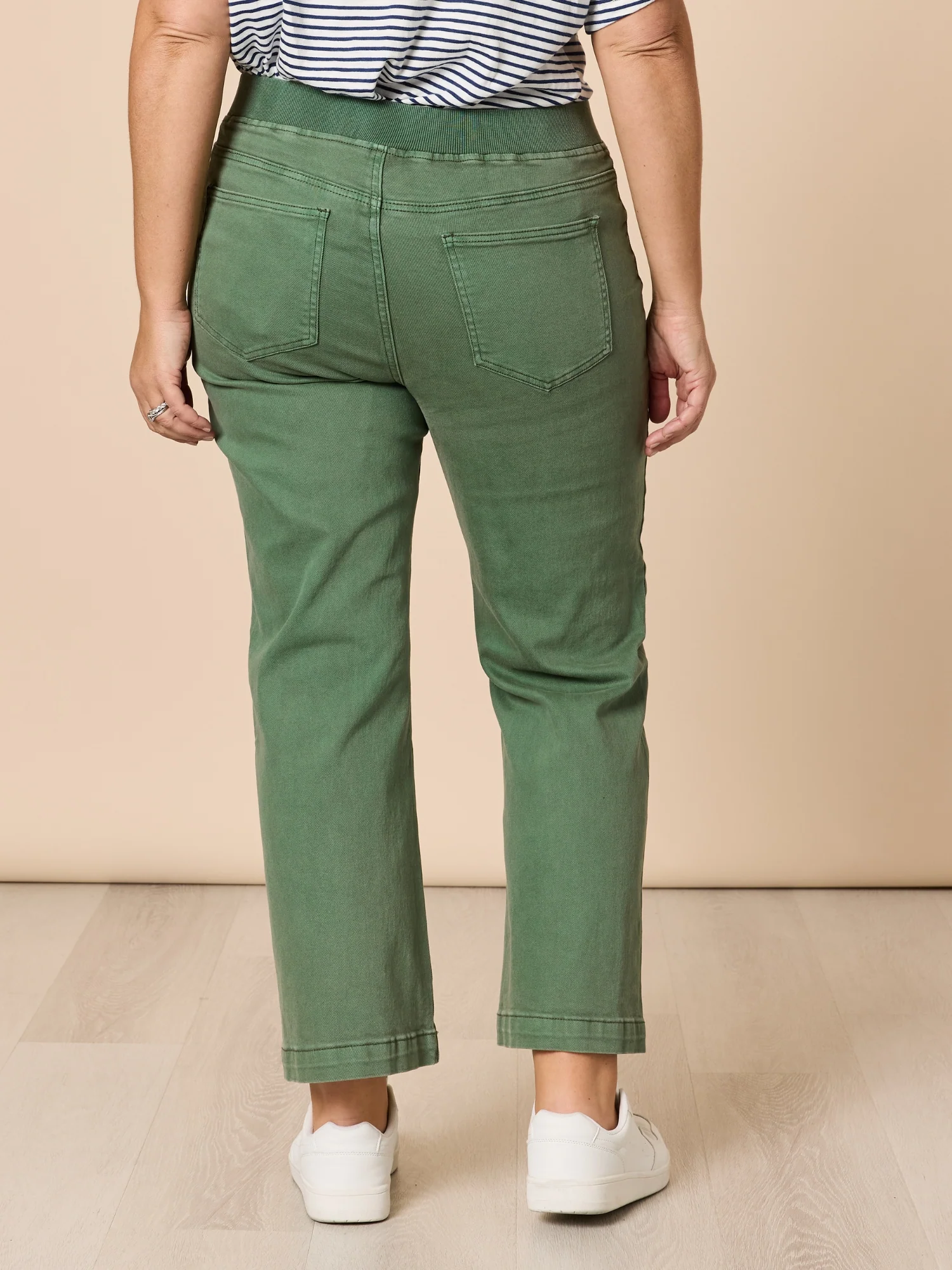 Maddy High Rise Wide Leg Jean - Khaki - Image 6
