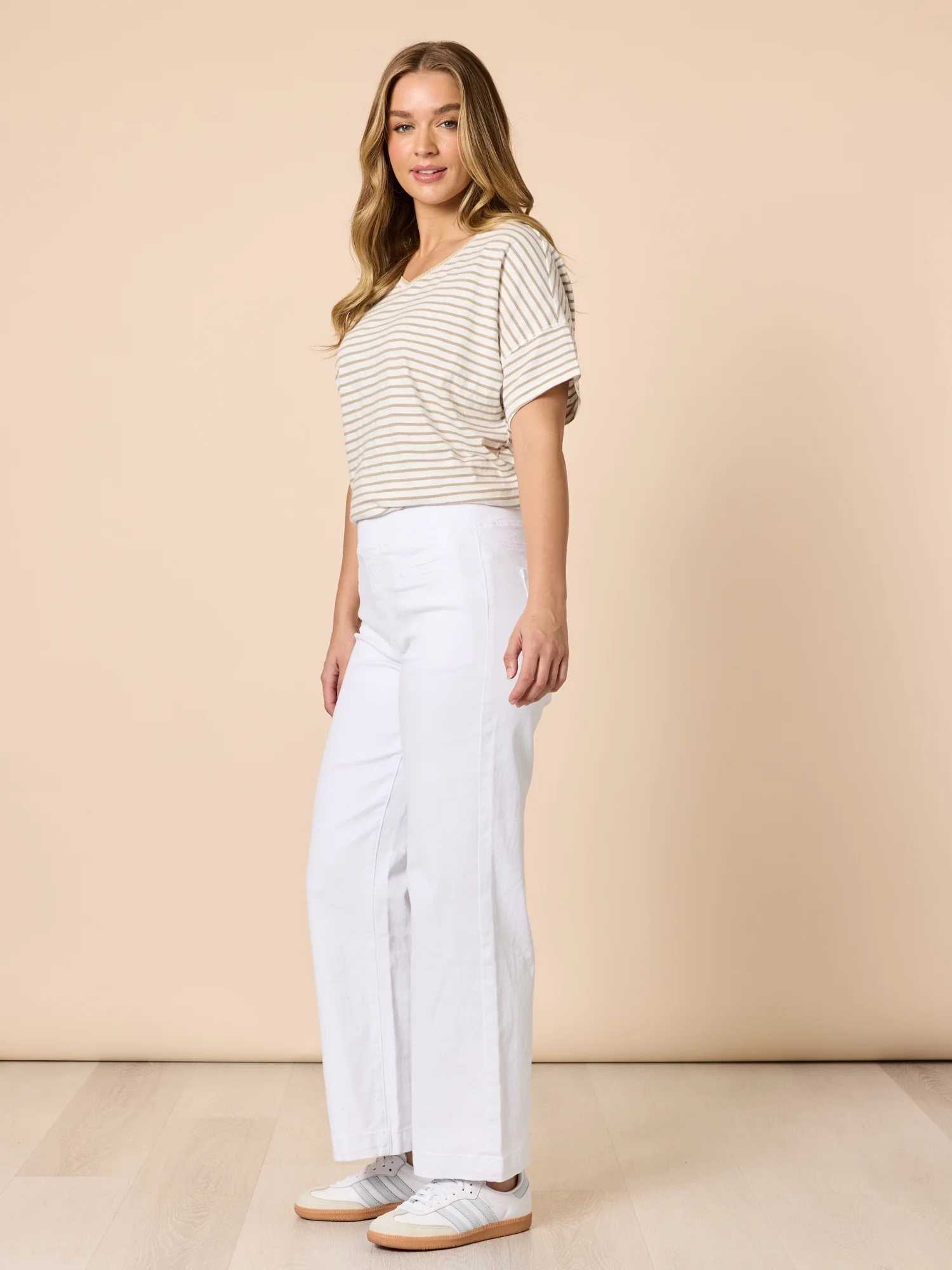 Maddy High Rise Wide Leg Jean - White - Image 2