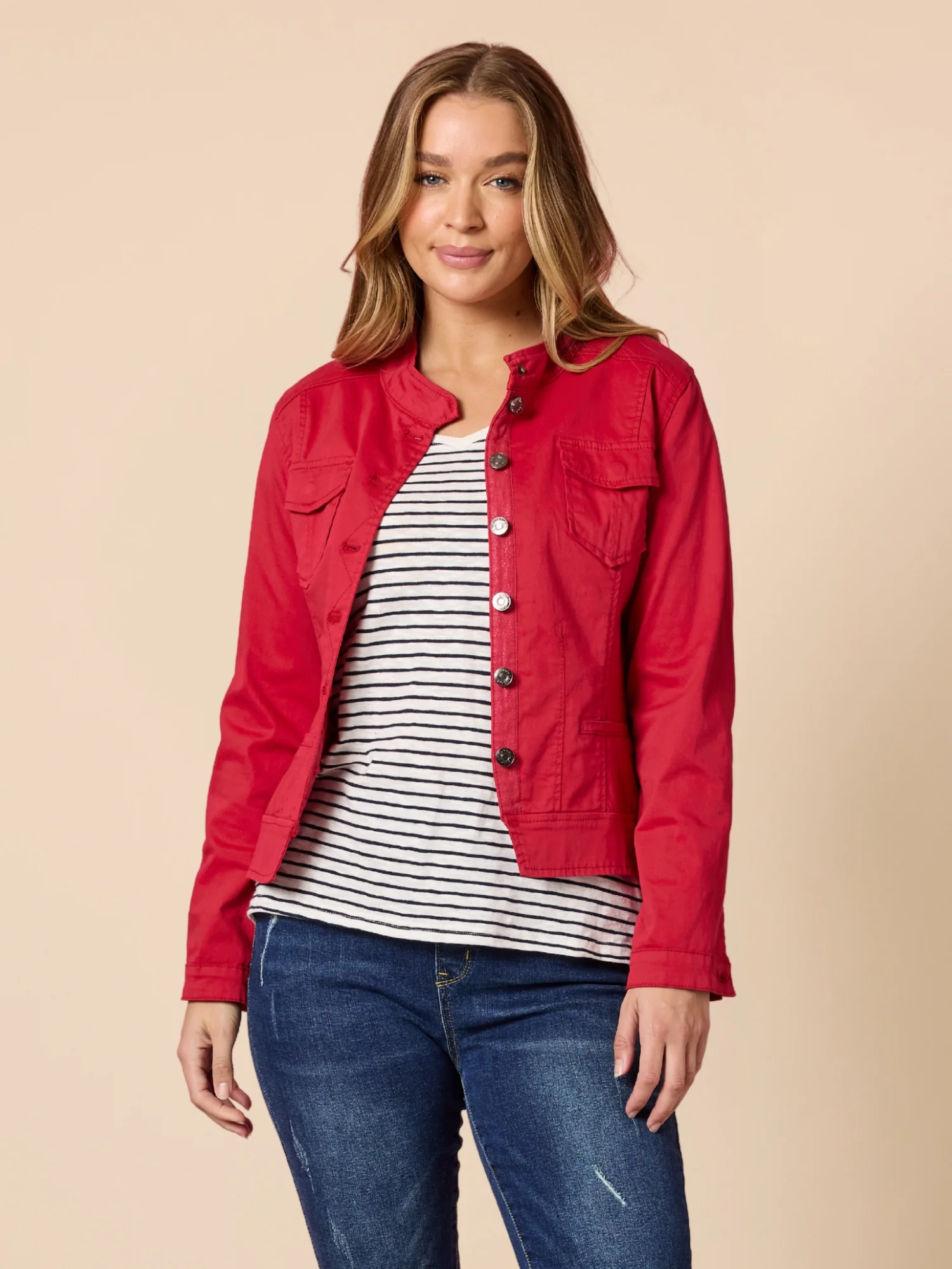 Maggie Denim Jacket - Red