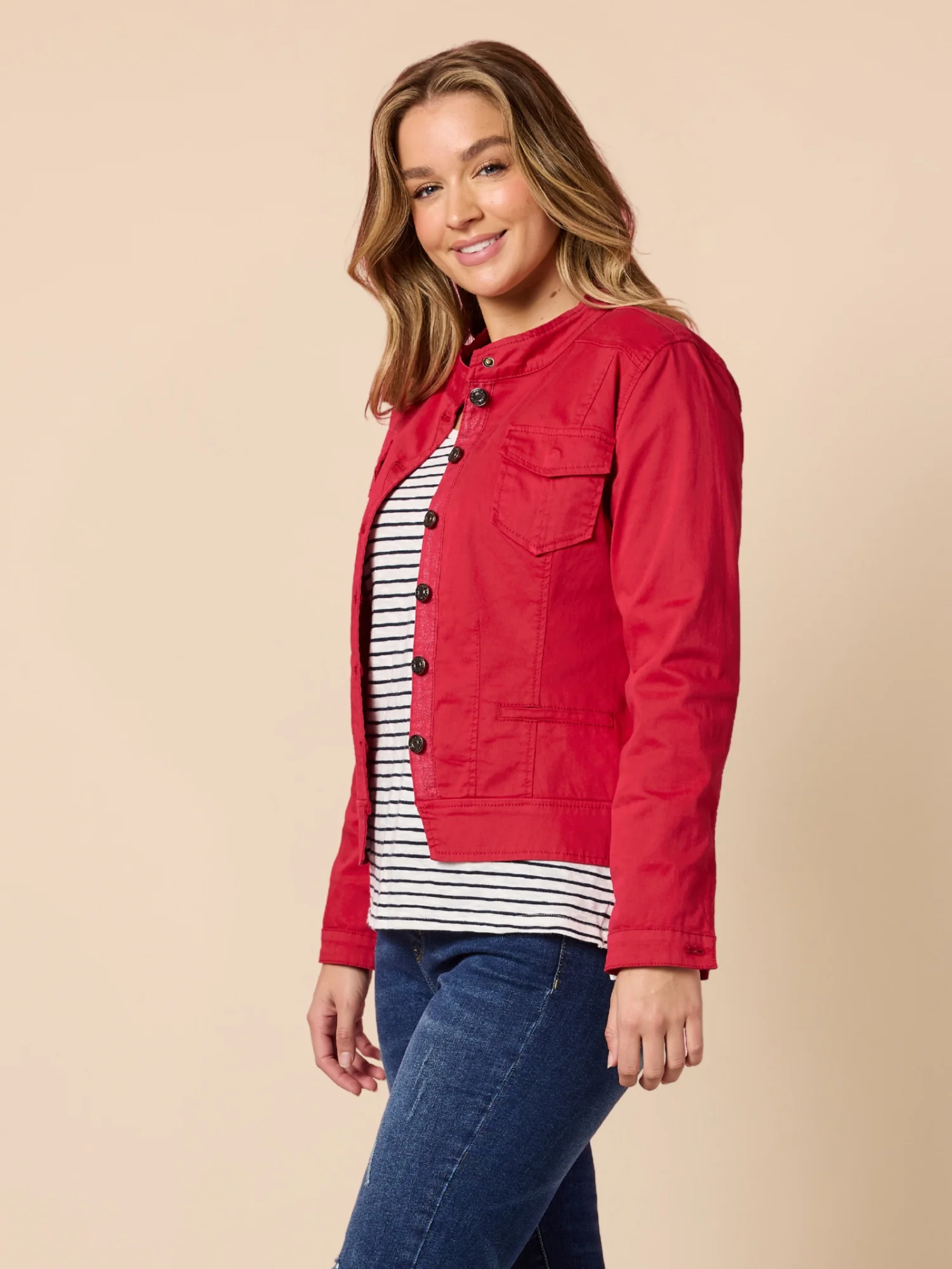 Maggie Denim Jacket - Red - Image 3