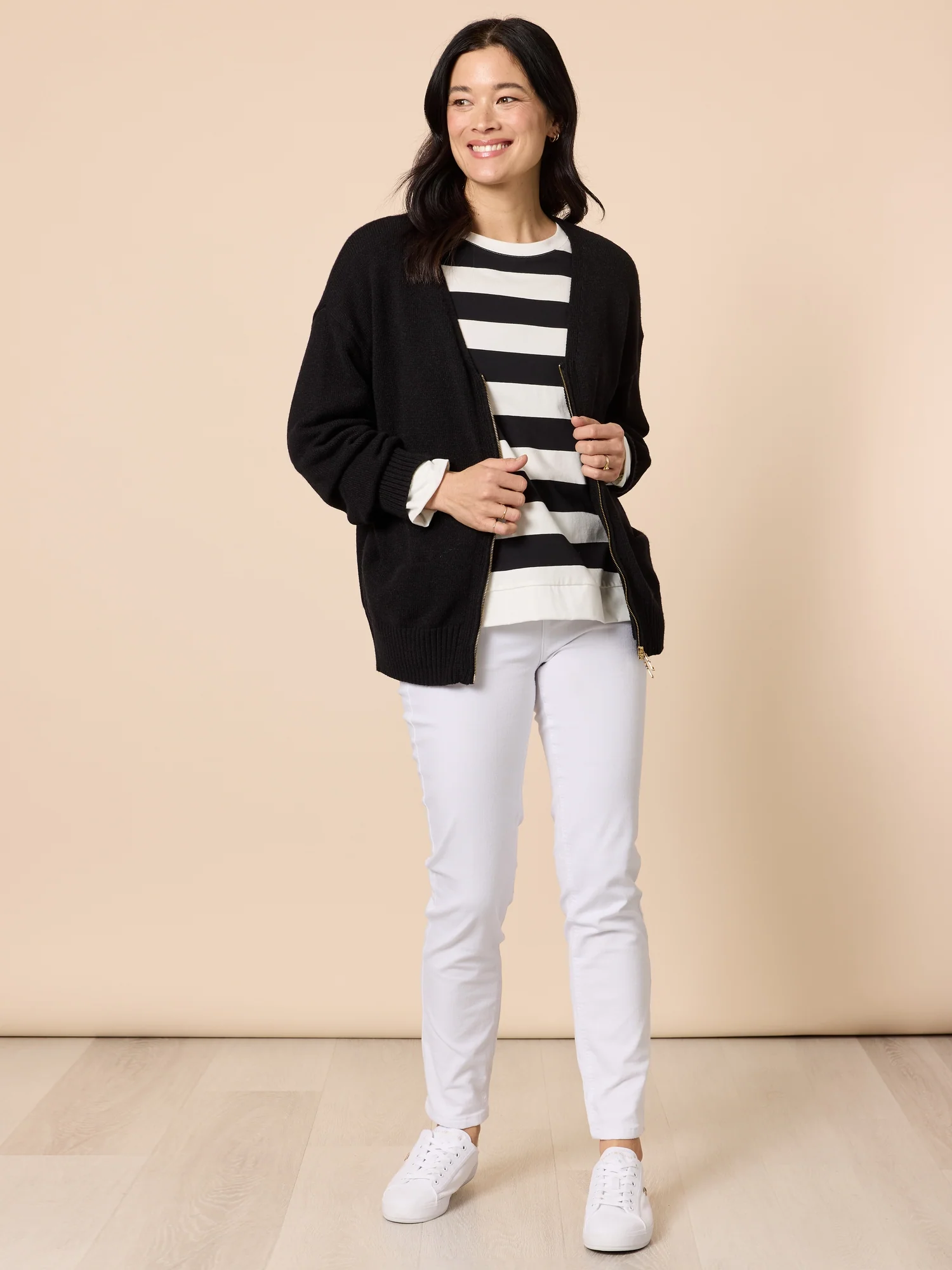 Manhattan Zip Knit Cardigan - Black - Image 2