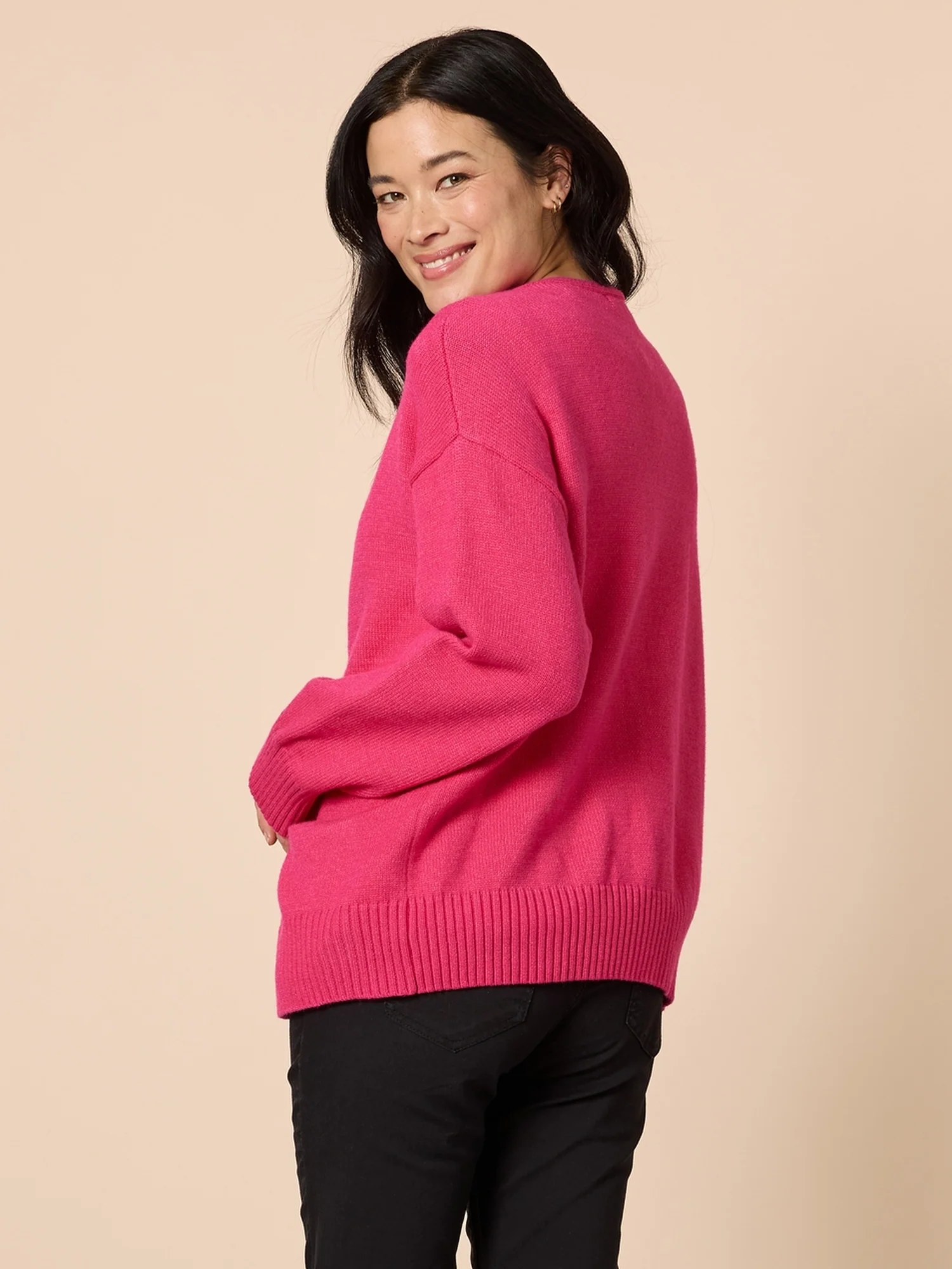 Manhattan Zip Knit Cardigan - Hot Pink - Image 3