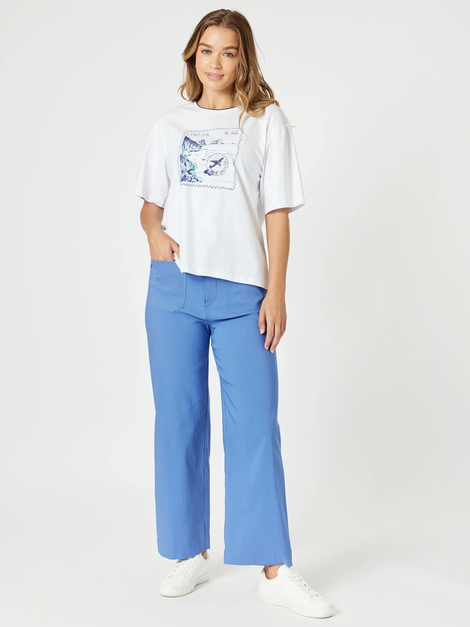 Marine Wide Leg Pant - Blue - Image 3