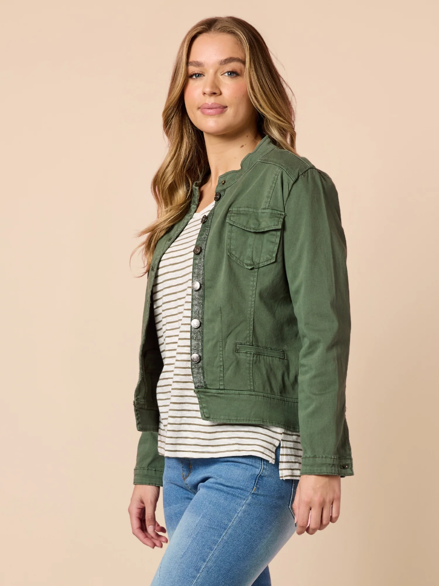 Maggie Denim Jacket - Khaki - Image 3