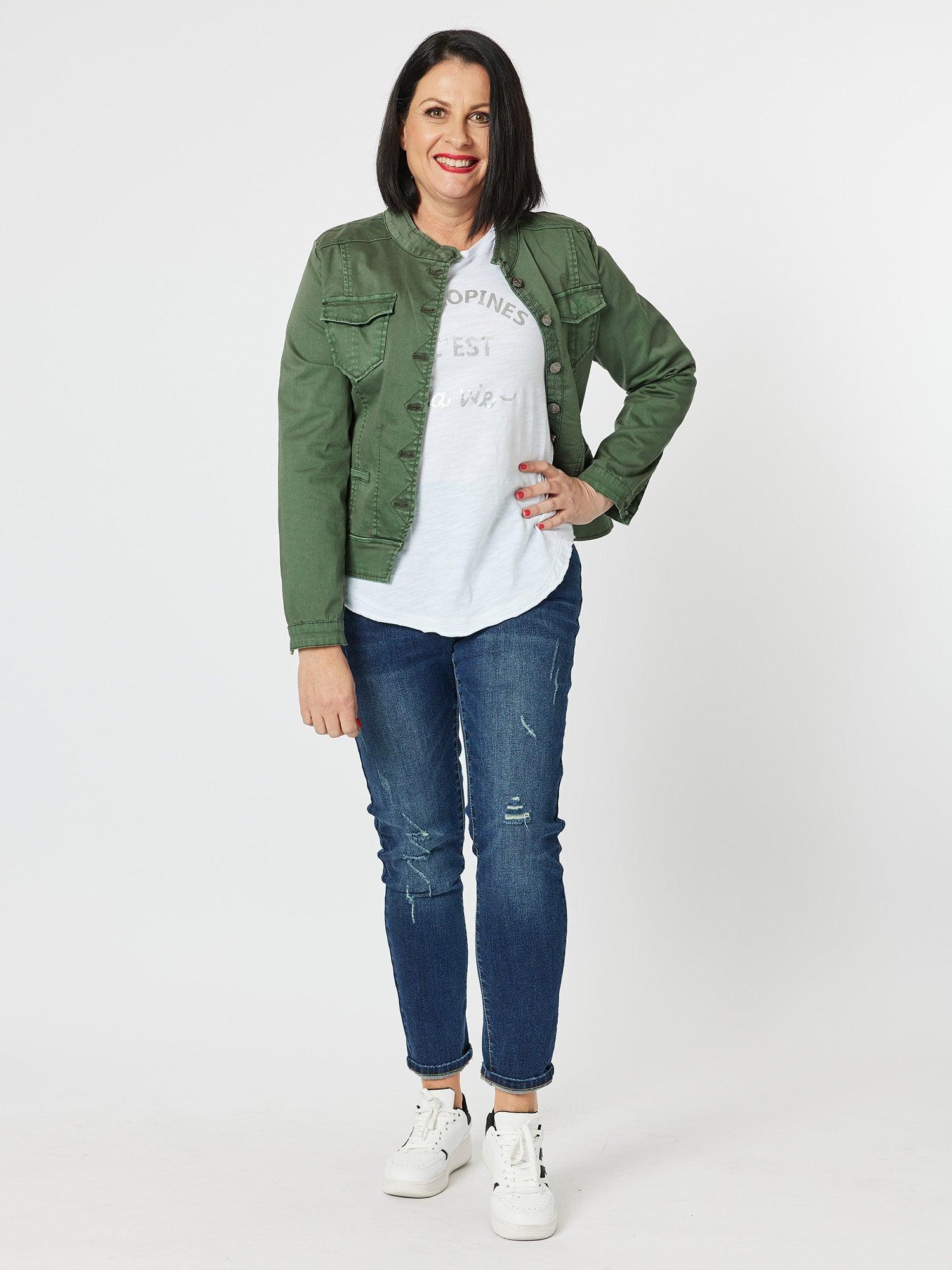 Maggie Denim Jacket - Khaki - Image 6