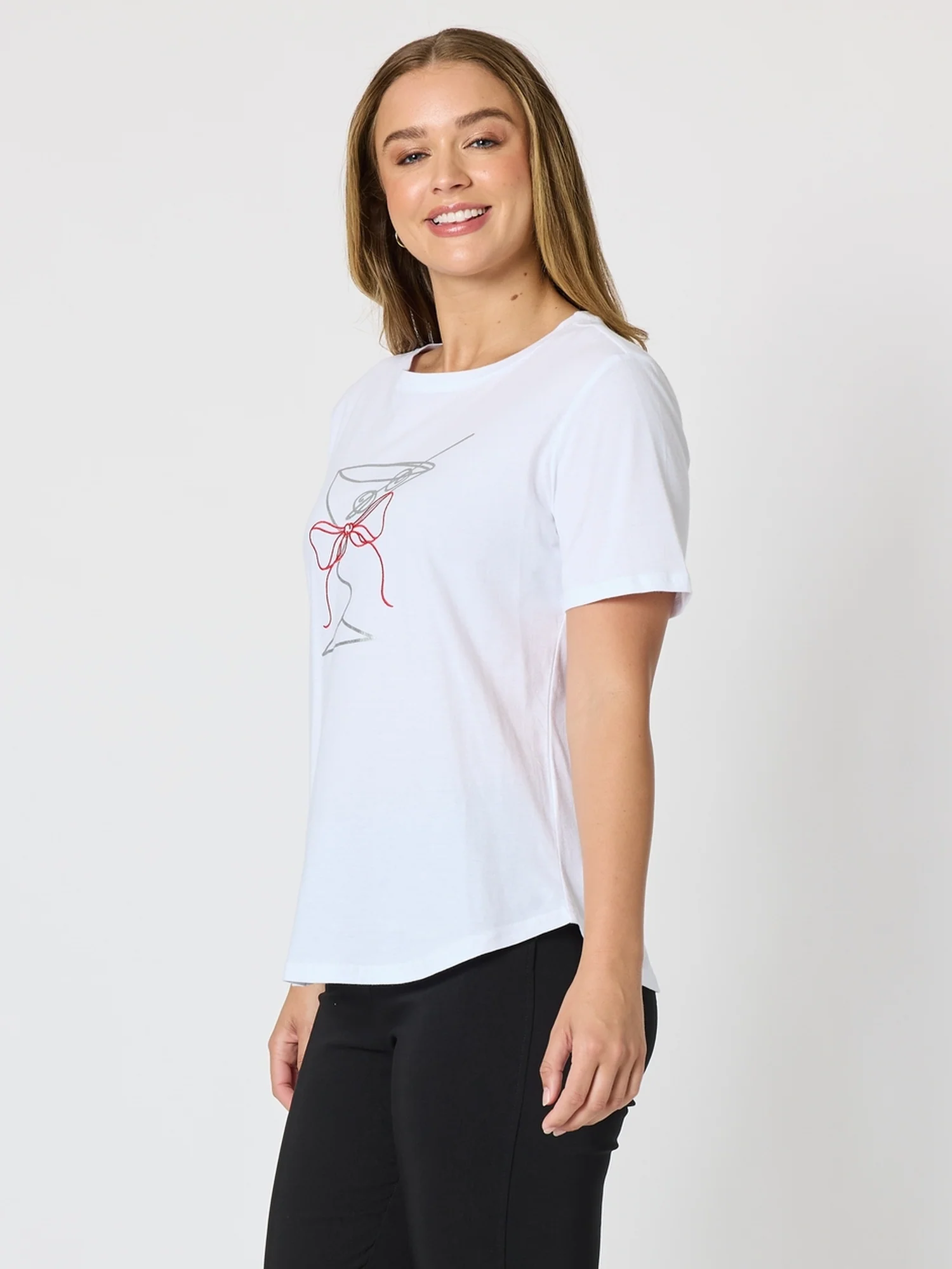 Martini Print Tee - White - Image 5