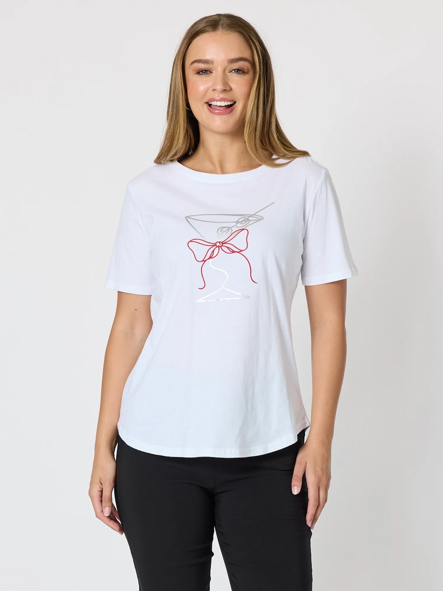 Martini Print Tee - White - Image 8