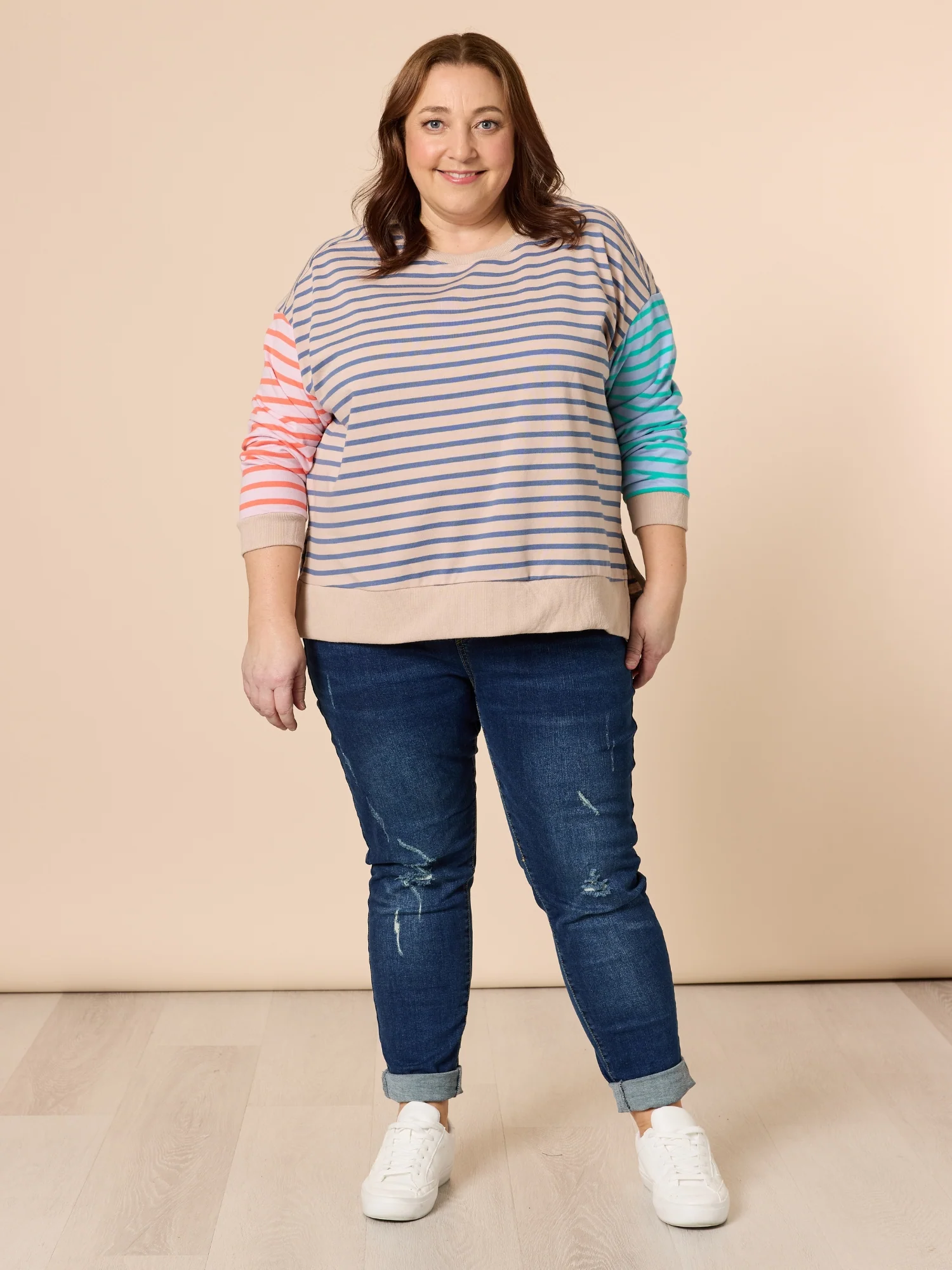 Maxwell Stripe Print Sweat - Blue/Multi - Image 5