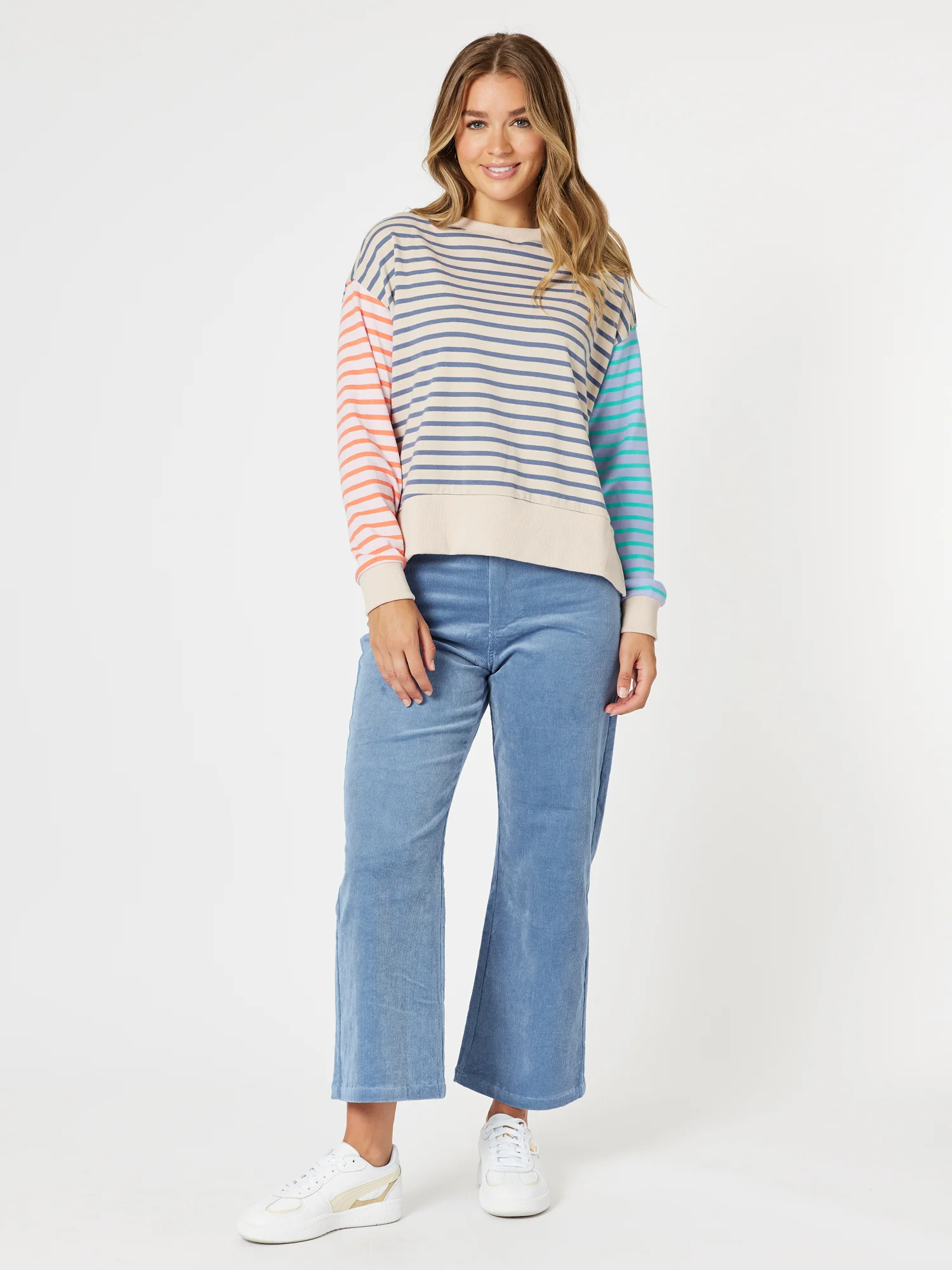 Maxwell Stripe Print Sweat - Blue/Multi - Image 6