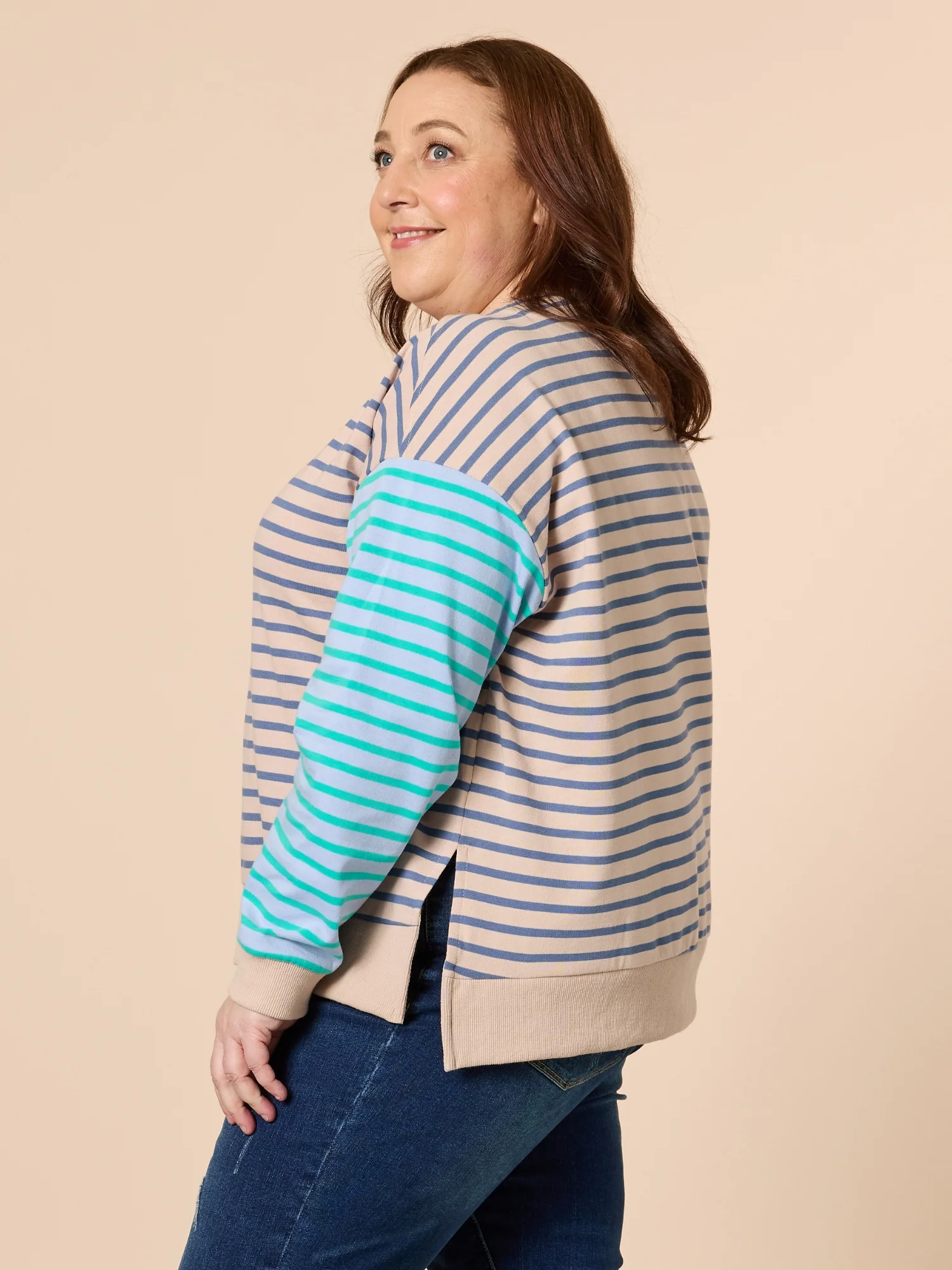 Maxwell Stripe Print Sweat - Blue/Multi - Image 7