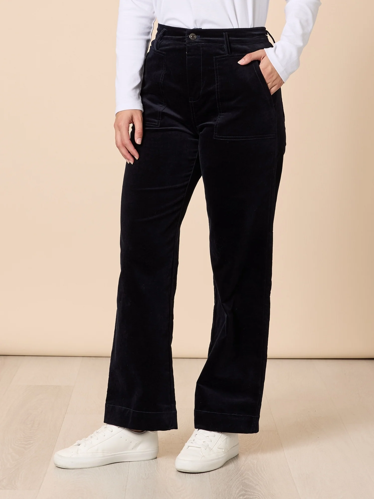 Melrose Velvet Straight Leg Jean - Navy